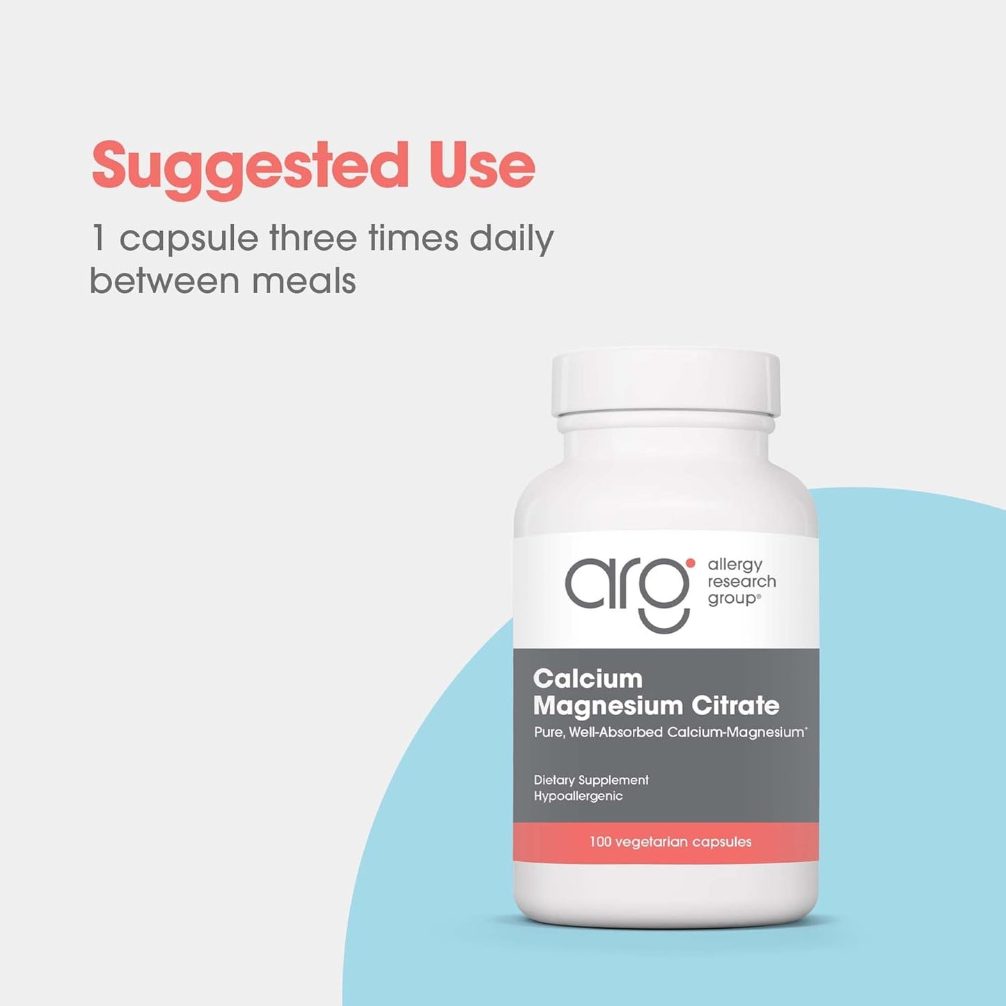Vegetarian Calcium Magnesium Citrate Supplement for Bone Health - Pure, Well-Absorbed Capsules - 100 Count by Allergy Research Group