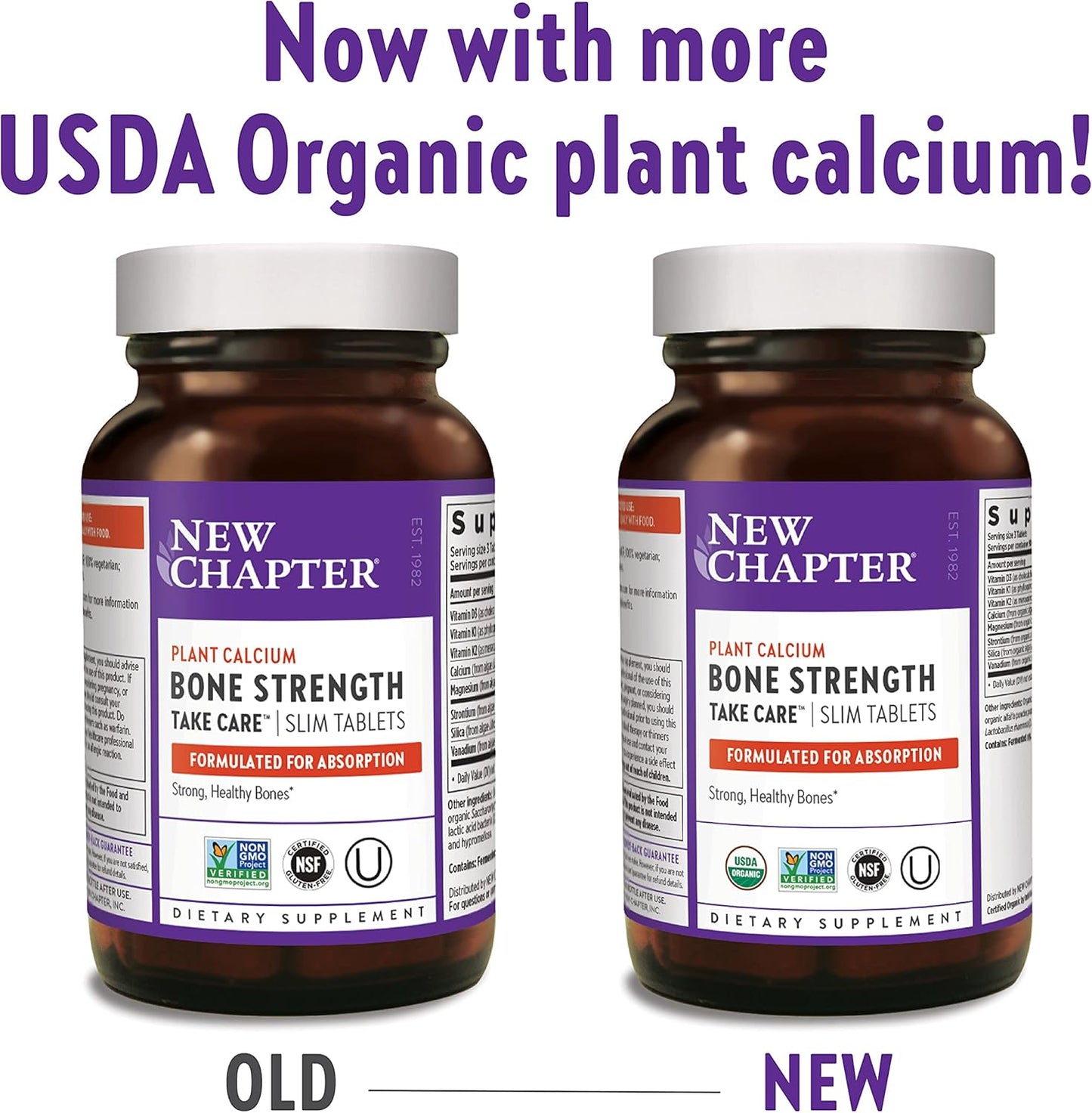 Vegetarian Calcium Supplement with Vitamin K2, D3, Magnesium - Bone Health Support - Gluten Free - 90 Count