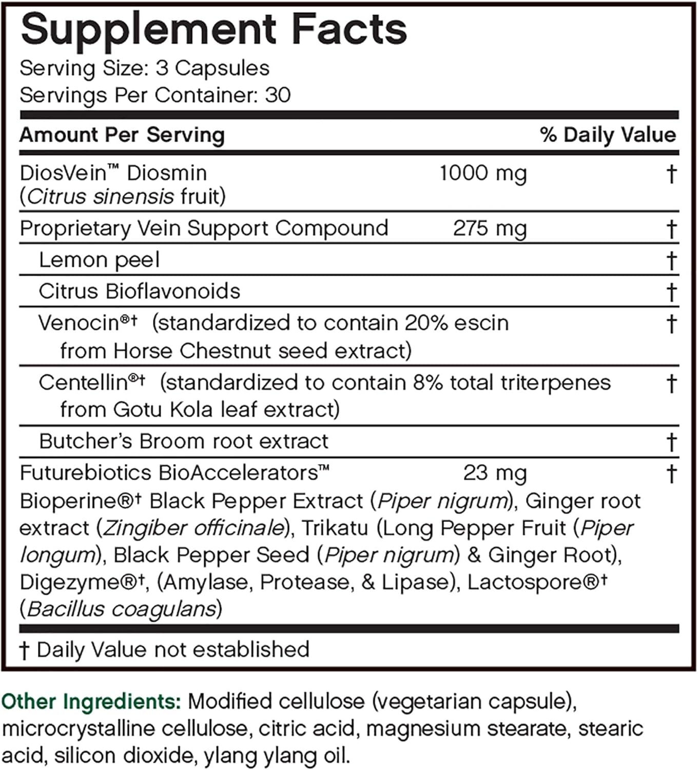 Vegetarian Capsules Futurebiotics VeinFactors: 90 Count