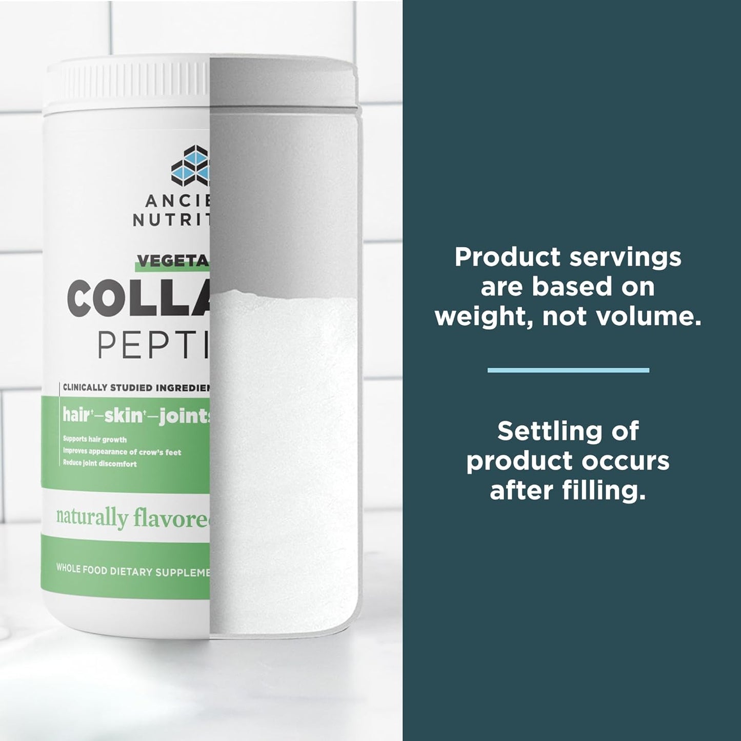 Vegetarian Collagen Peptides Powder with Prebiotics & Probiotics for Skin, Hair, Joints, Digestion - 28 Servings