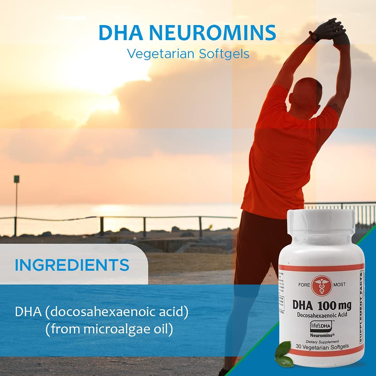 Vegetarian DHA Neuromins Omega 3 Softgels for Cognitive Support and Nerve Health