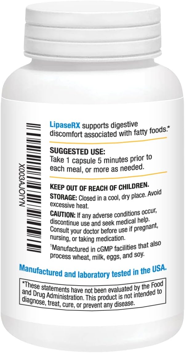 Vegetarian Digestive Enzyme Supplement for Bloating Relief - Biomedic Labs RX Gallbladder Formula with Lipase, Protease, and Amylase - 60 Veg Caps