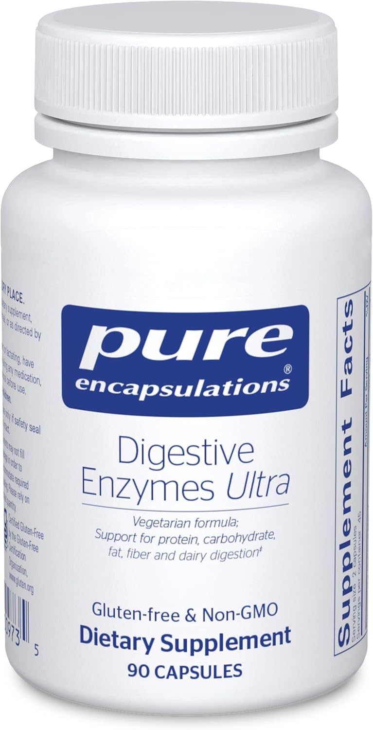 Vegetarian Digestive Enzyme Supplement for Protein, Carb, Fiber, and Dairy Digestion - 90 Capsules by Pure Encapsulations