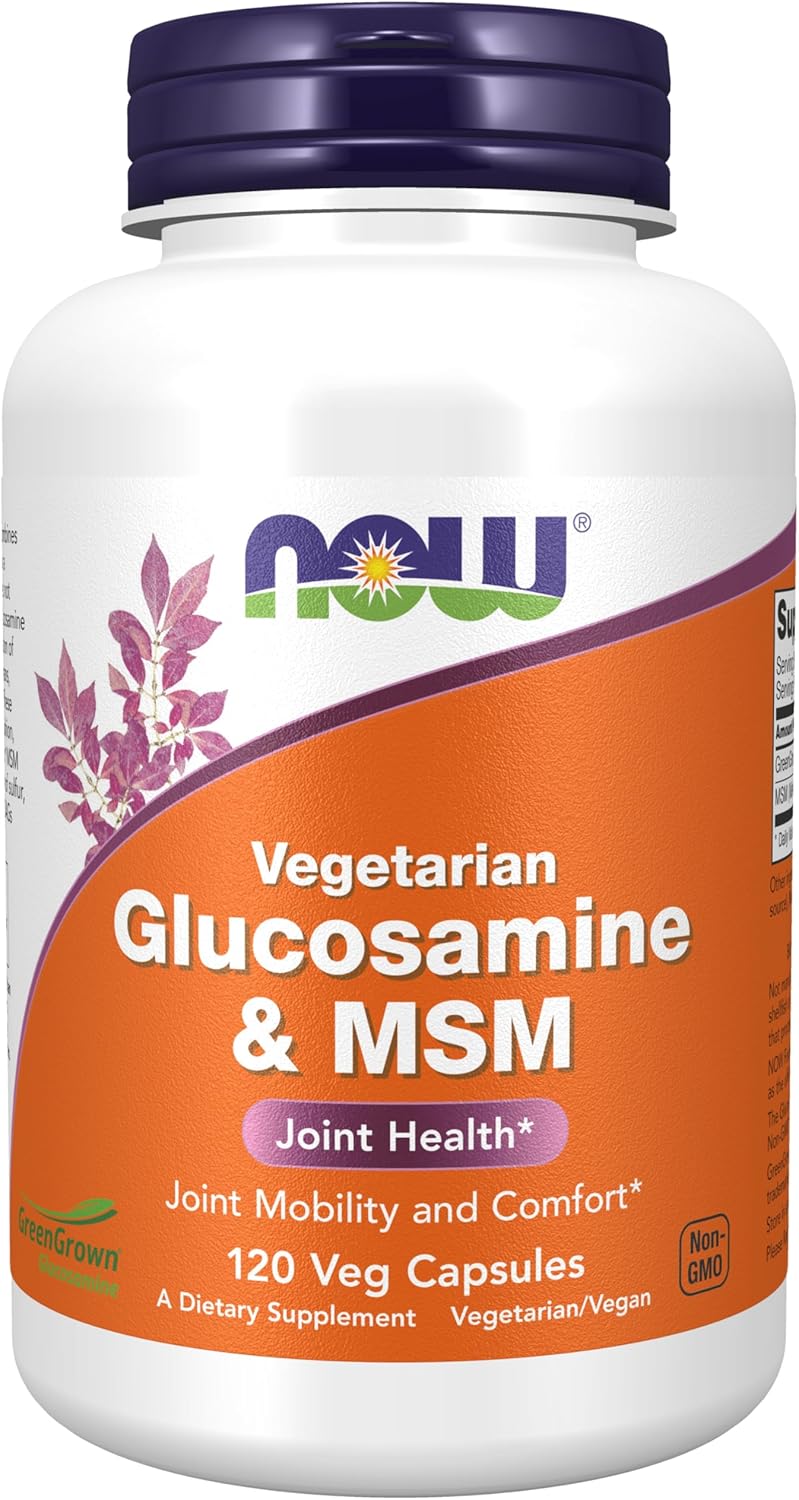 Vegetarian Glucosamine & MSM Supplements by NOW Foods - GreenGrown® Glucosamine, 120 Veg Capsules
