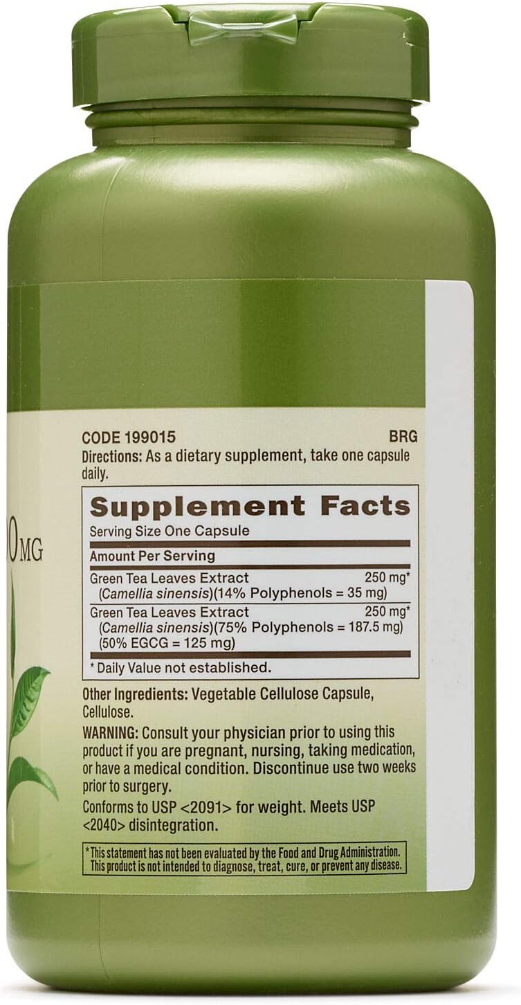 Vegetarian GNC Herbal Plus Green Tea Complex 500mg Supplement - Supports Metabolism, 200 Servings