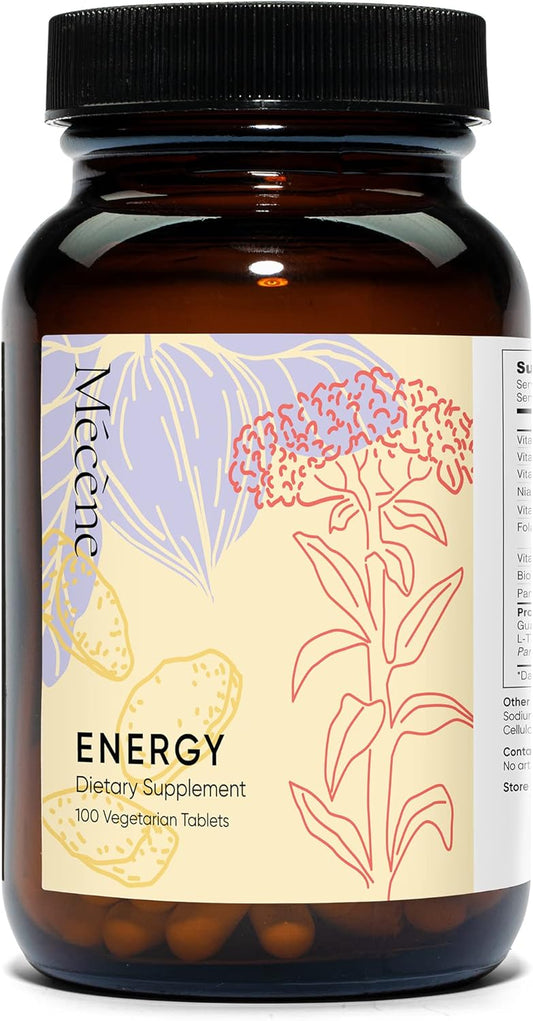 Vegetarian Guarana Caffeine Pills with Vitamin B12 for Natural Energy Boost - 100 Tablets with L-Theanine for Focus and Alertness