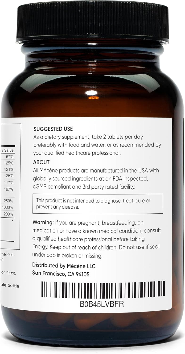 Vegetarian Guarana Caffeine Pills with Vitamin B12 for Natural Energy Boost - 100 Tablets with L-Theanine for Focus and Alertness