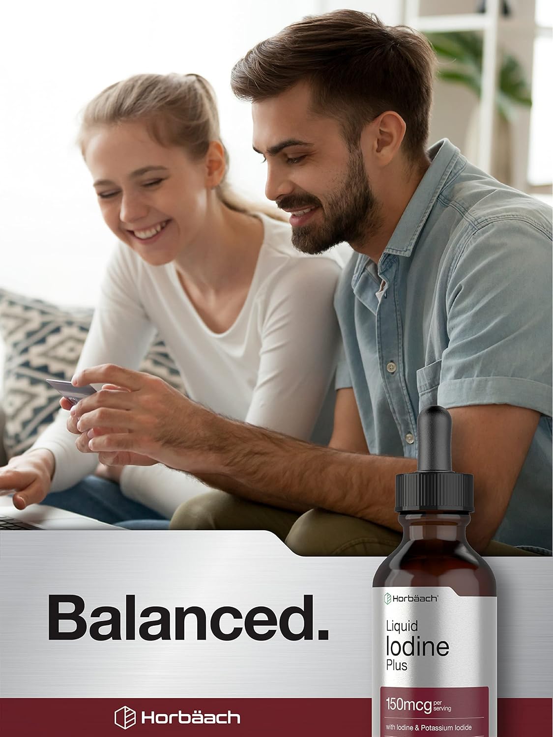 Vegetarian Liquid Iodine Drops 2 fl oz - 150 mcg | Iodine & Potassium Iodide Tincture | Non-GMO, Gluten Free Supplement