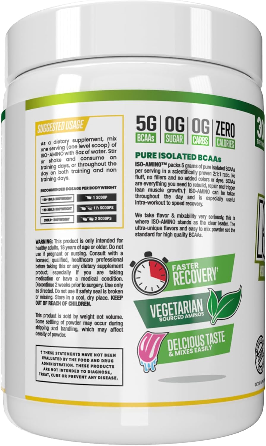 Vegetarian Mountain Mist BCAA Powder for Lean Muscle Building - 270g - Pure Isolated Formula - Natural Ingredients - No Fillers or Artificial Colors