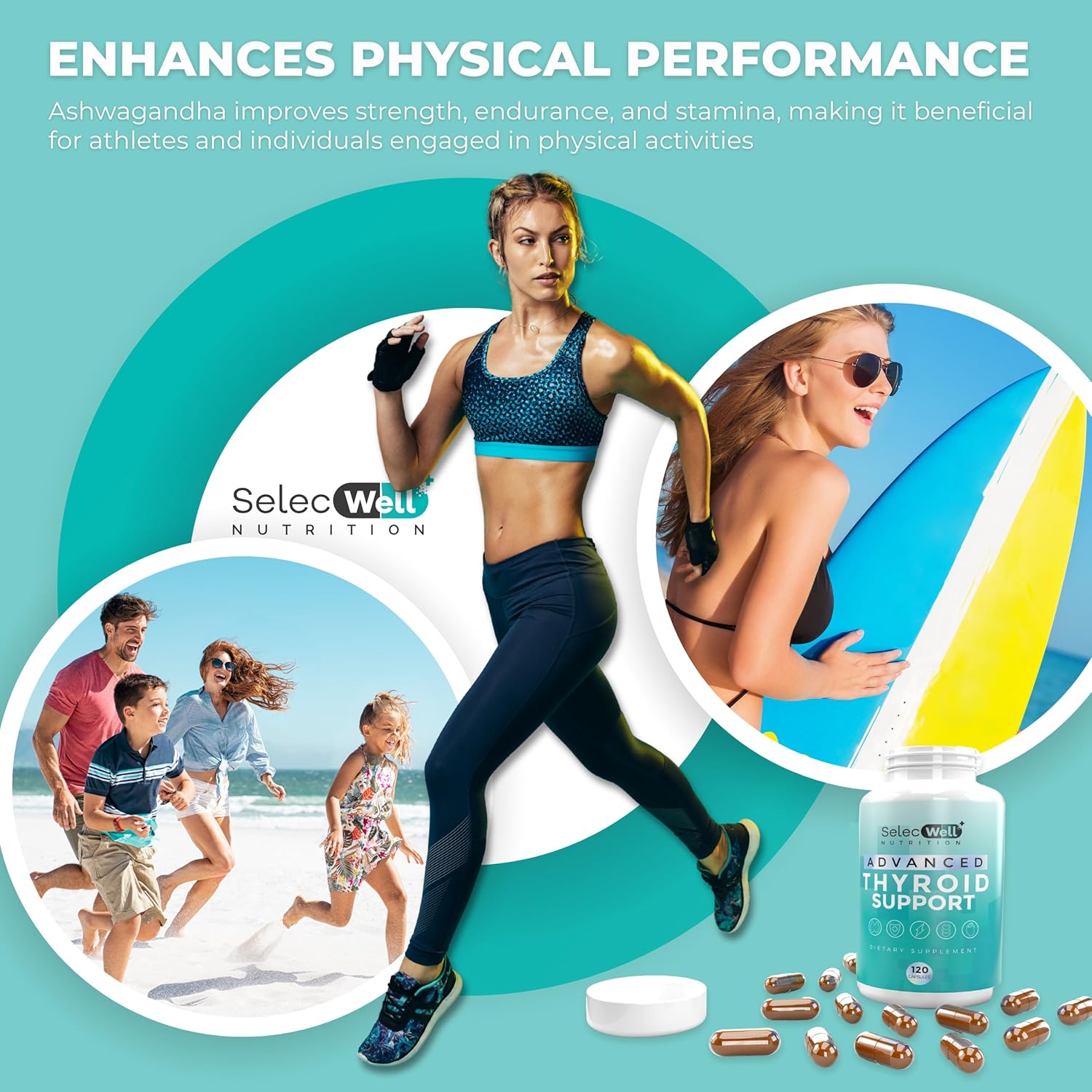 Vegetarian Thyroid Support Supplement with Iodine, Vitamin D3, B12 & Ashwagandha for Energy & Focus - Non-GMO Formula