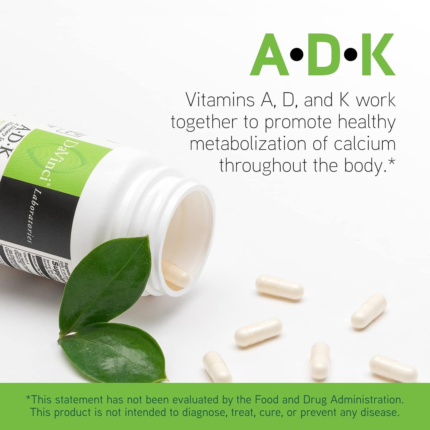 Vegetarian Vitamin ADK Supplement to Support Bone, Heart, and Immune Health - Gluten and Soy Free - 30 Capsules