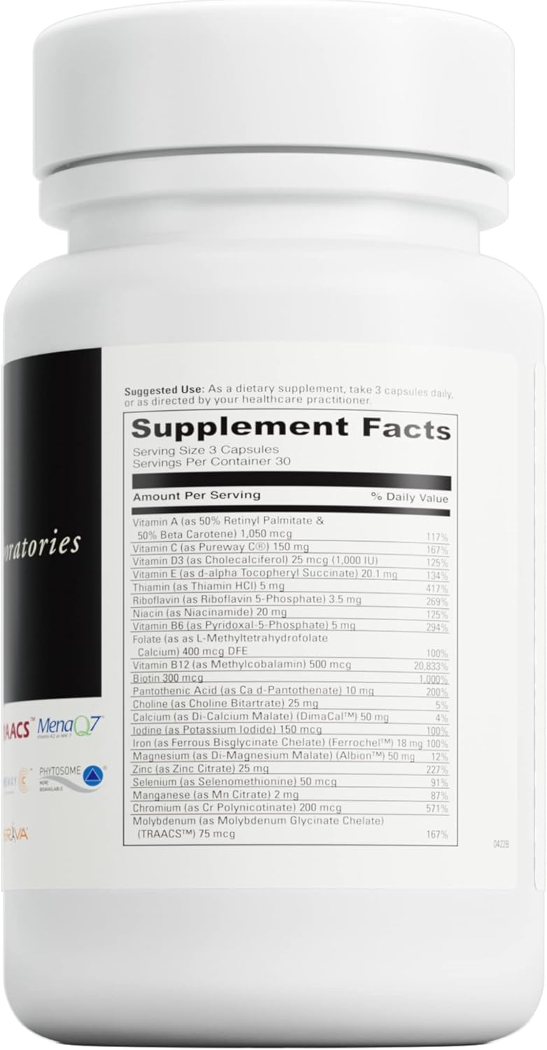 Vegetarian Women's Daily Multivitamin with Vitamin B6, B12, C, K2 - Gluten-Free Supplement - 90 Capsules by DAVINCI Labs