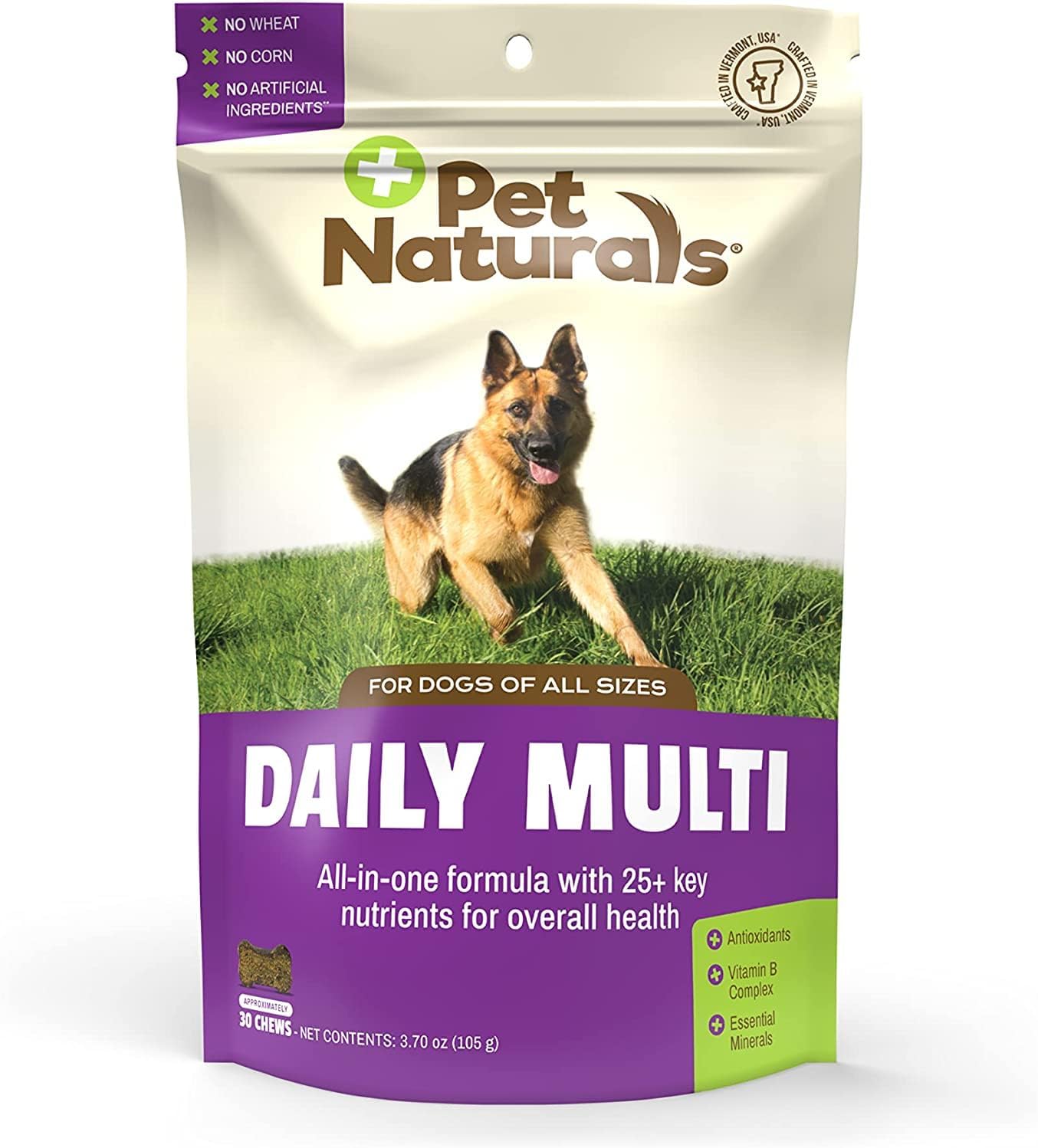 Veggie Flavored Dog Multivitamin Chews with Amino Acids and Antioxidants for Energy and Wellness - 30 Count