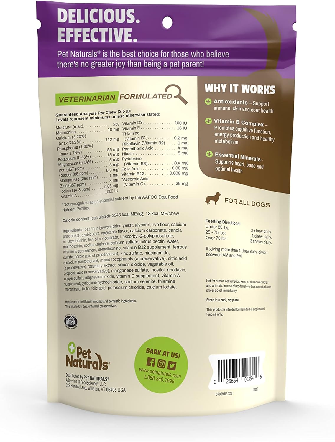 Veggie Flavored Dog Multivitamin Chews with Amino Acids and Antioxidants for Energy and Wellness - 30 Count