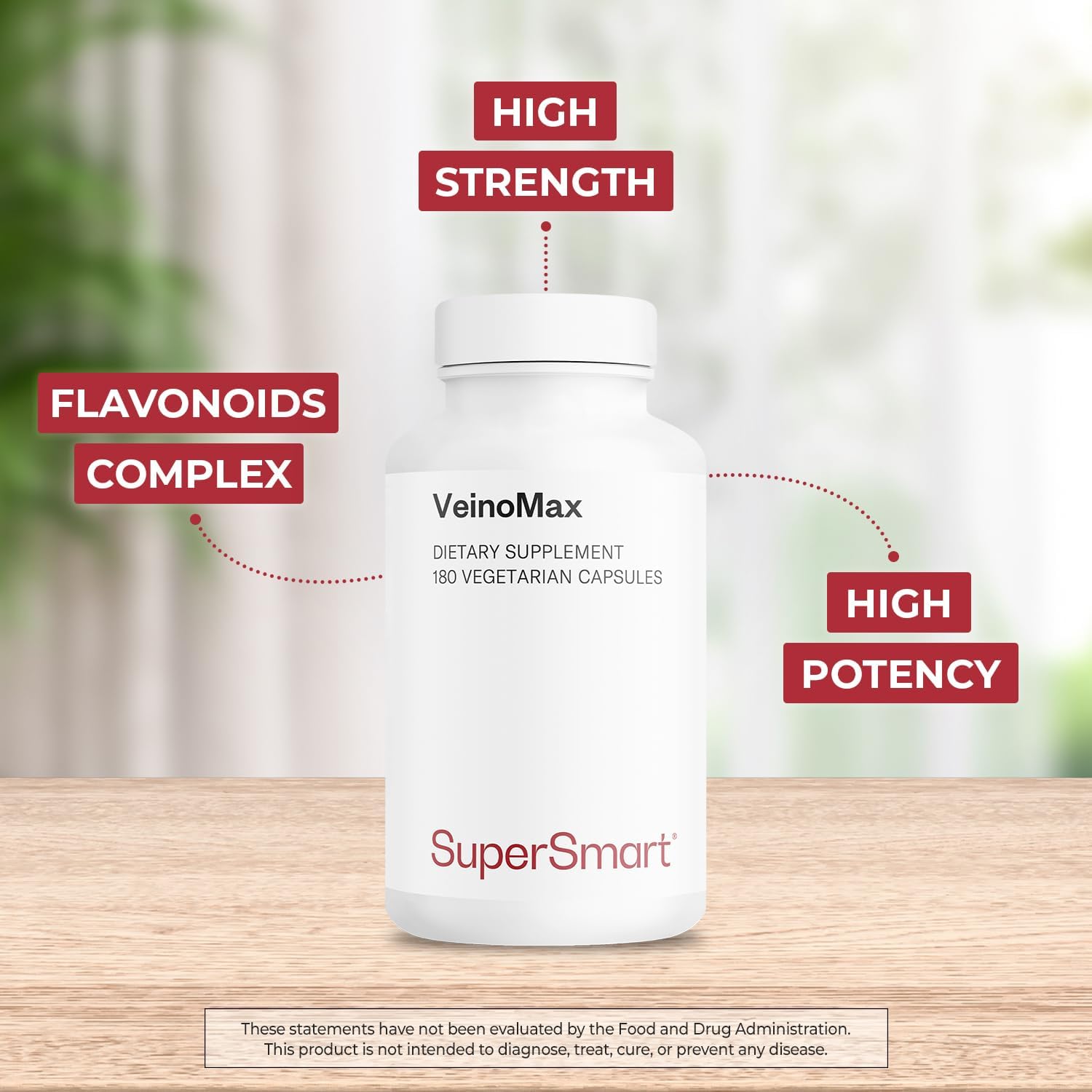 VeinoMax Veins Supplement with Diosmin, Hesperidin, Horse Chestnut, and Vitexin - Non-GMO & Gluten Free - 180 Capsules