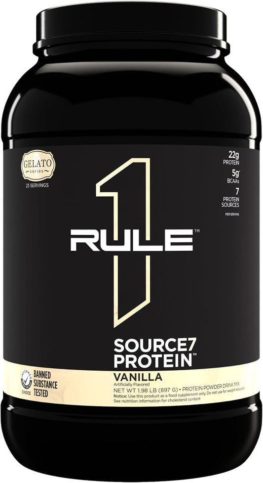 Velvety Smooth Gelato Protein Powder with 22g Sustained Protein and 10g EAAs - 7 Premium Sources - 2lb Vanilla Flavor