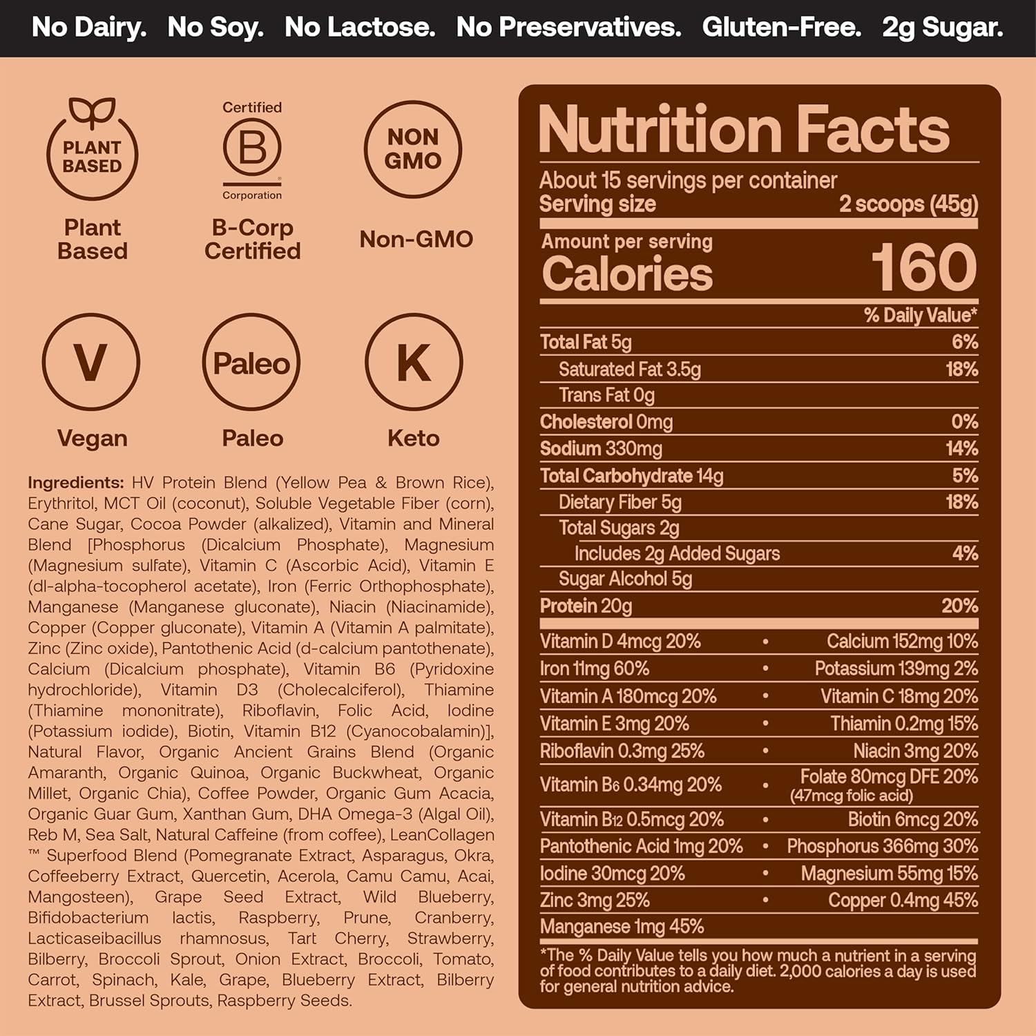 Venus Williams' Happy Viking Iced Coffee Protein Powder: 20G Protein, Low Carb, Keto, Vegan, Gluten-Free, Non-GMO, Superfoods - Complete Meal Replacement - 1 Canister (24 oz.)