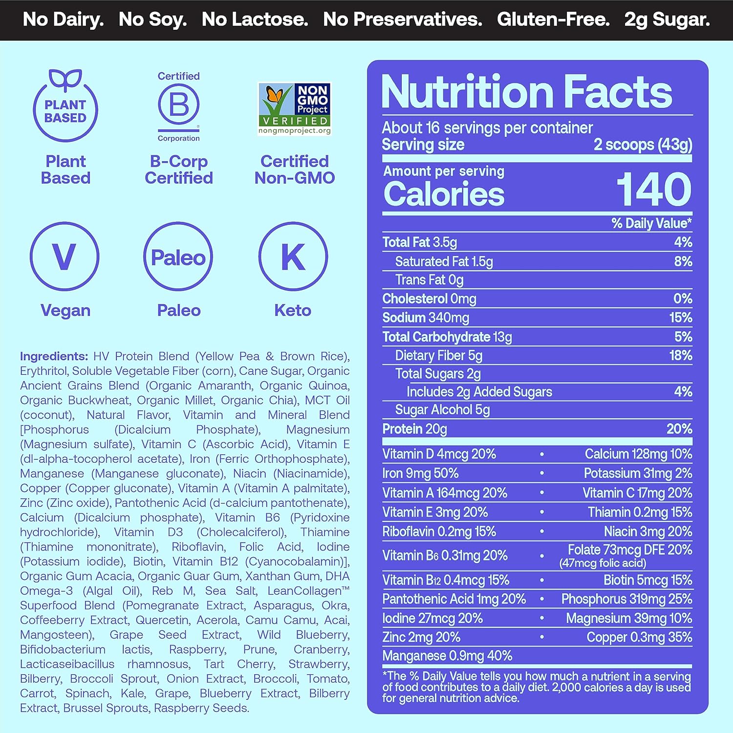 Venus Williams Happy Viking Protein Powder Trio: Chocolate, Vanilla, Strawberry - Low Carb, Keto, Vegan, Gluten-Free, Superfoods - 60G Protein, Complete Meal Replacement - 3 Canisters (24 oz. Each)