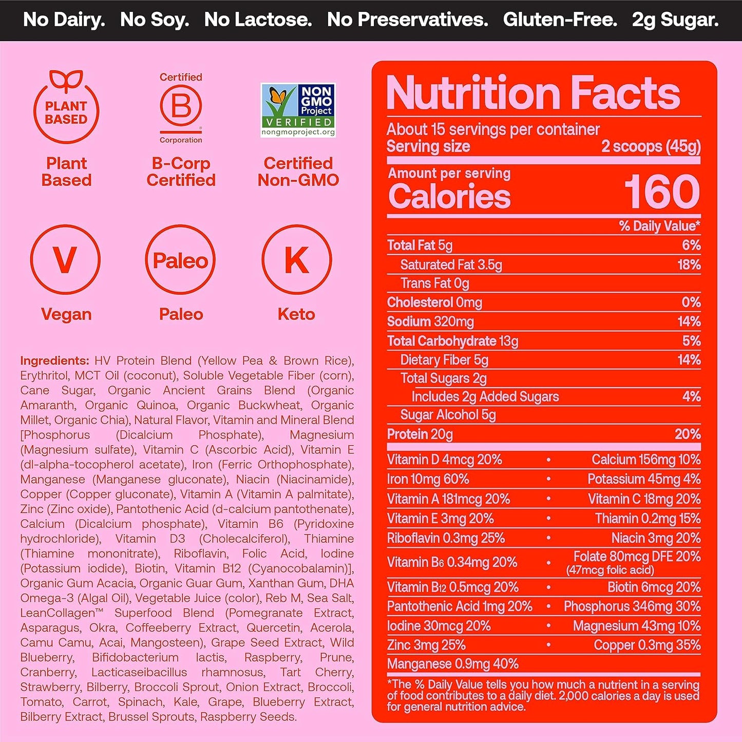 Venus Williams Happy Viking Protein Powder Trio: Chocolate, Vanilla, Strawberry - Low Carb, Keto, Vegan, Gluten-Free, Superfoods - 60G Protein, Complete Meal Replacement - 3 Canisters (24 oz. Each)
