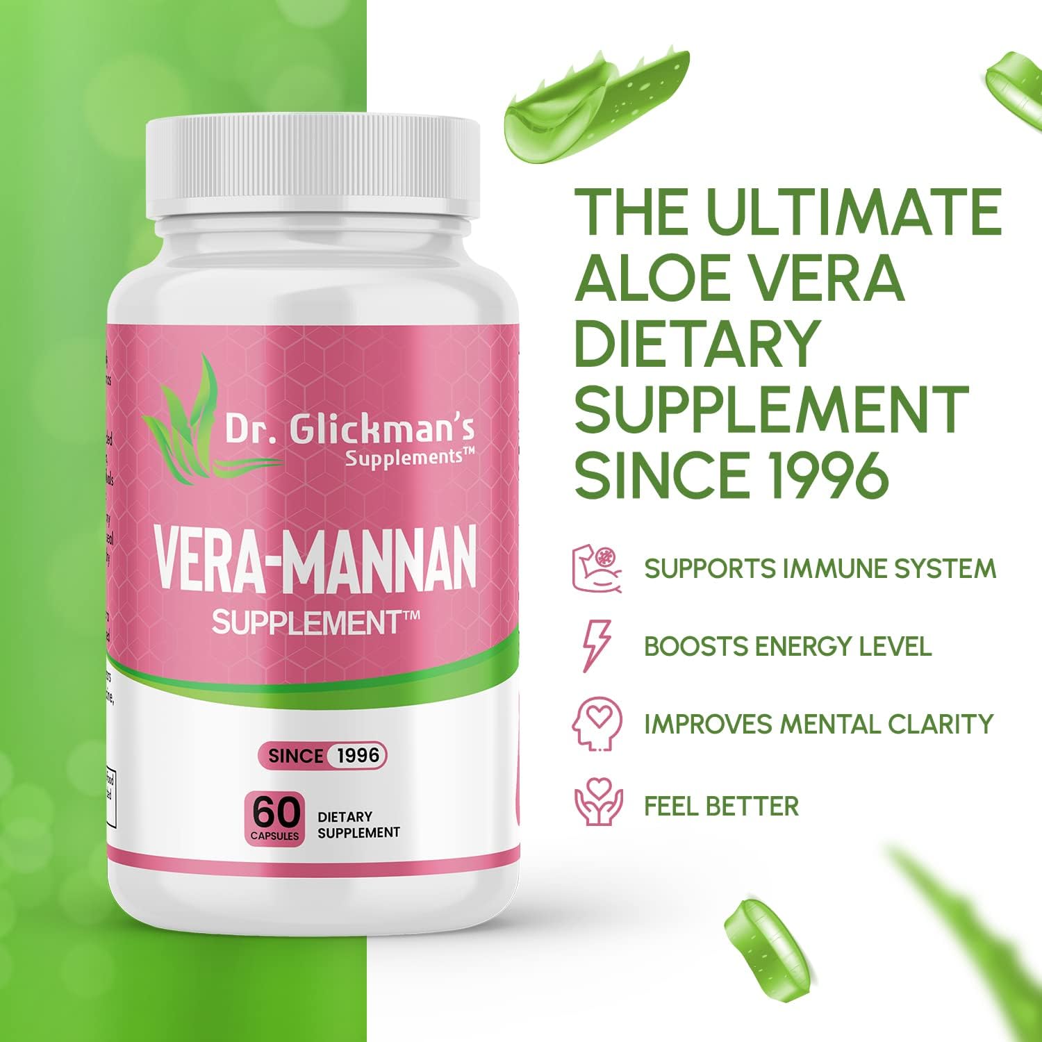 Vera-mannan Aloe Vera Supplement by Dr. Glickman - 60 Capsules