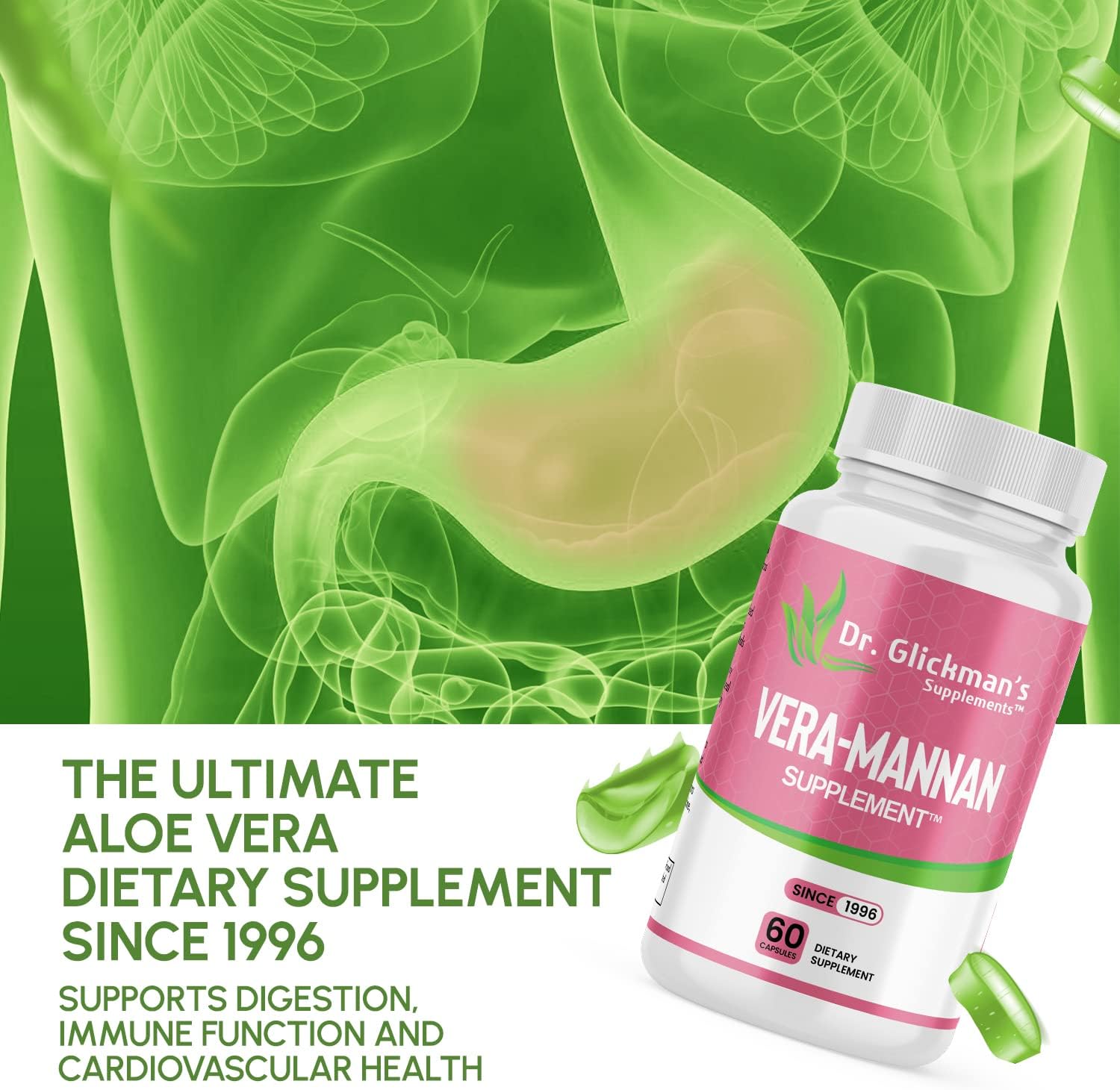 Vera-mannan Aloe Vera Supplement by Dr. Glickman - 60 Capsules