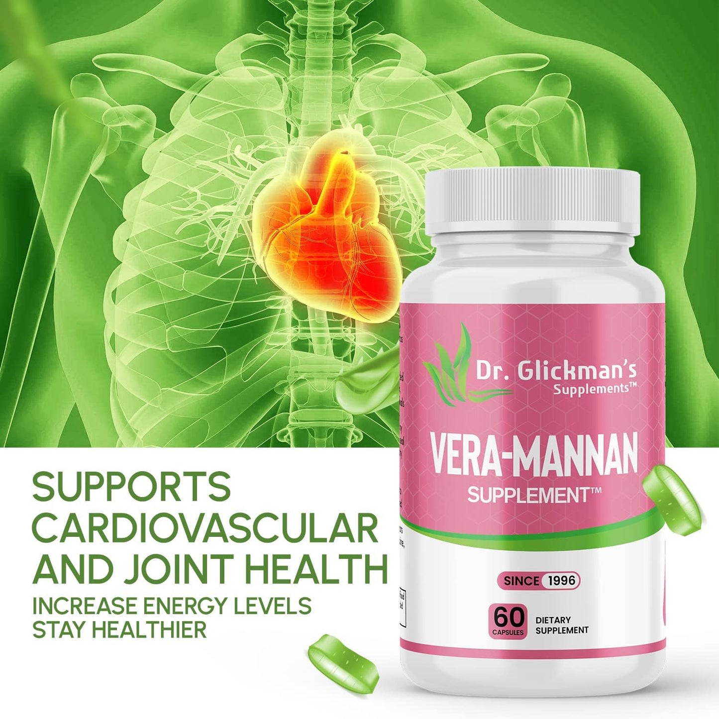 Vera-mannan Aloe Vera Supplement by Dr. Glickman - 60 Capsules