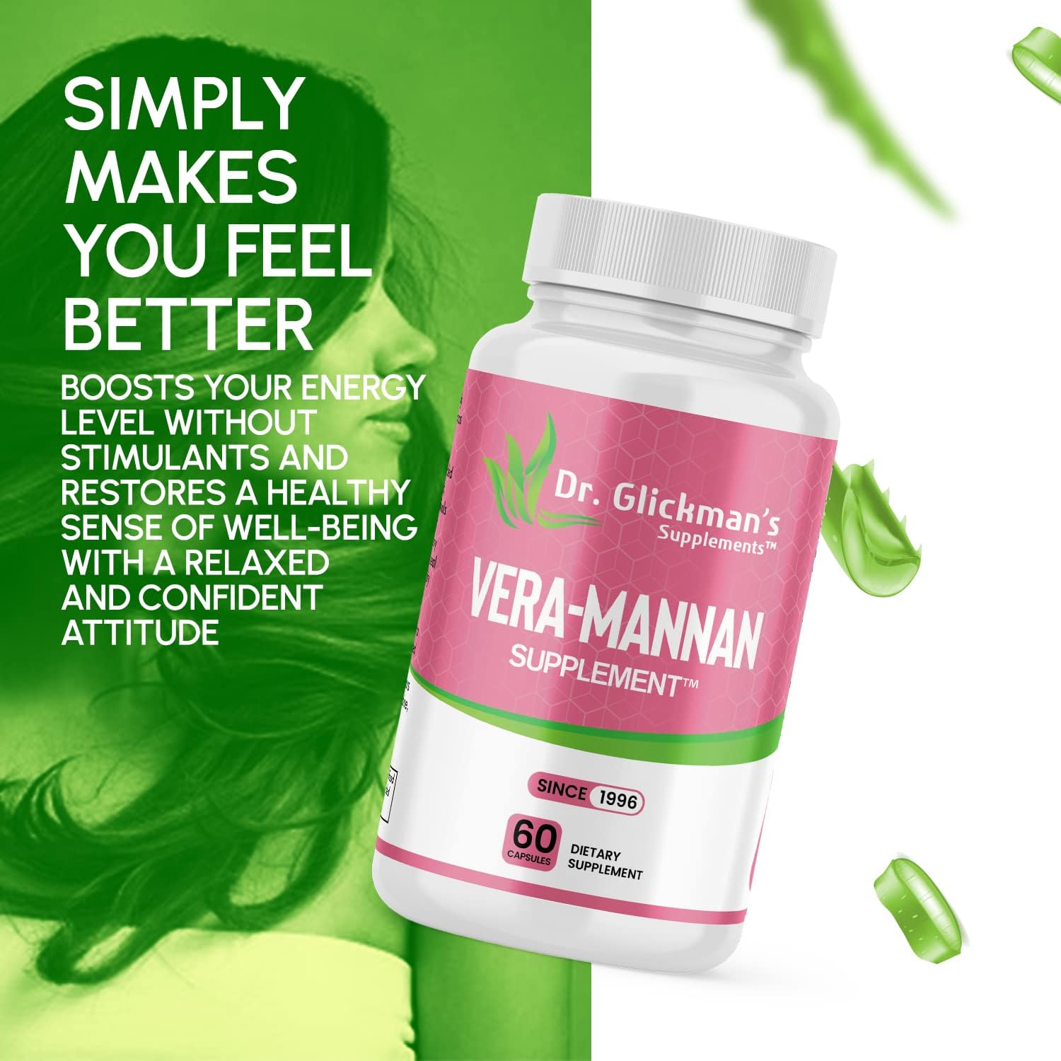 Vera-mannan Aloe Vera Supplement by Dr. Glickman - 60 Capsules