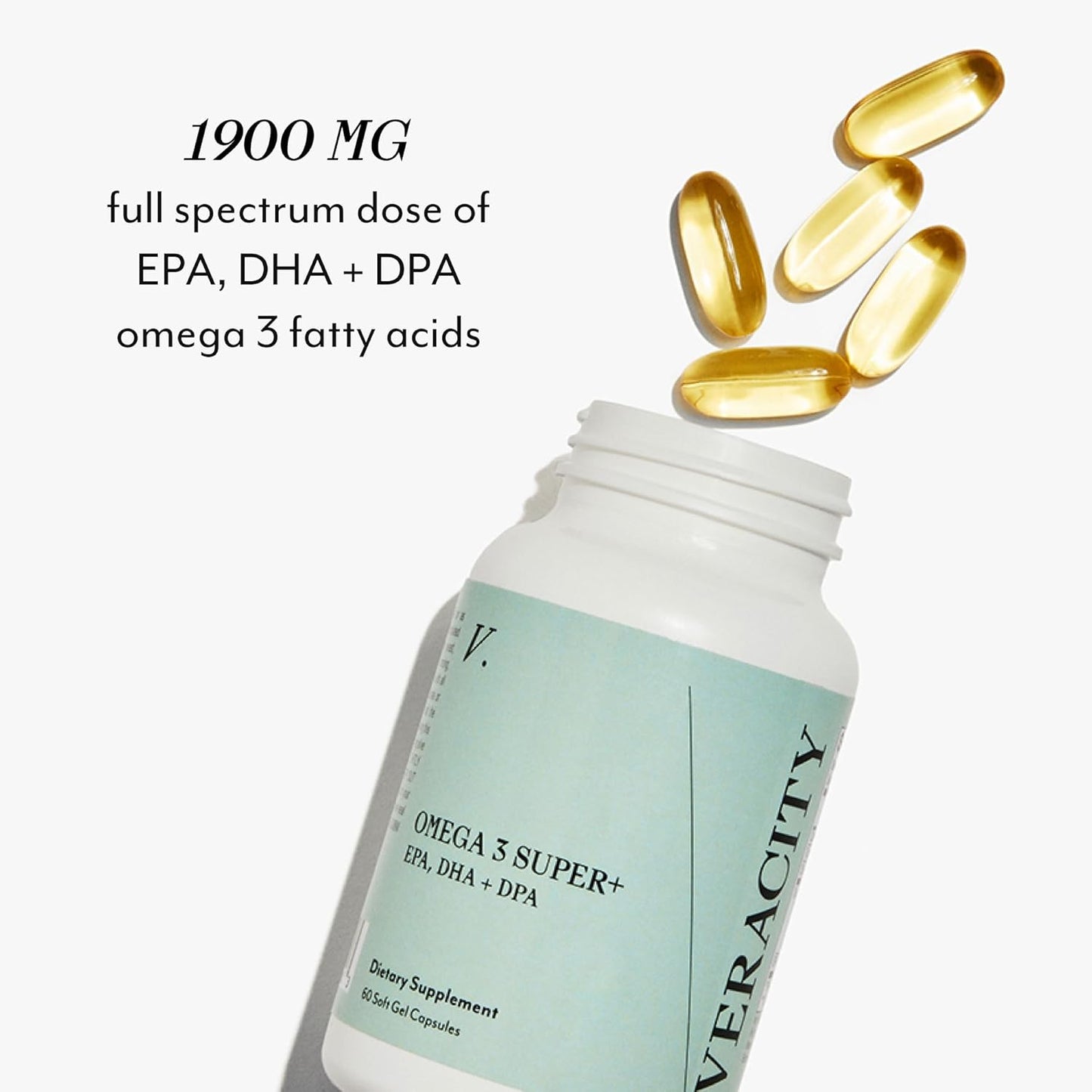 Veracity Omega 3 Super+ Supplements for Whole-Body Wellness - EPA, DHA, DPA Fatty Acids - Reduces Inflammation, Brain Health, Metabolic Support