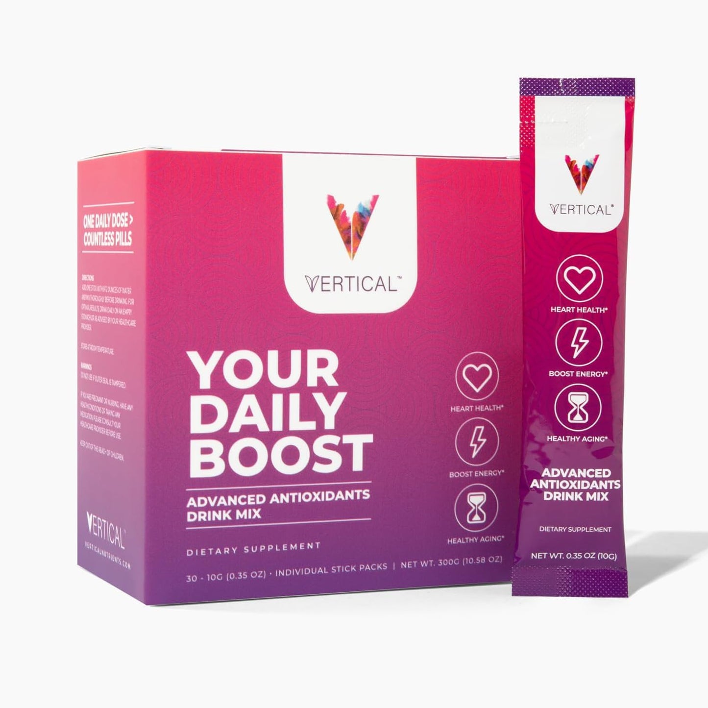 Vertical Nitric Oxide Powder Sticks - Boost Energy, Focus, and Wellness - L-Arginine, CoQ10, Alpha Lipoic Acid - 30 Single Serving Sticks