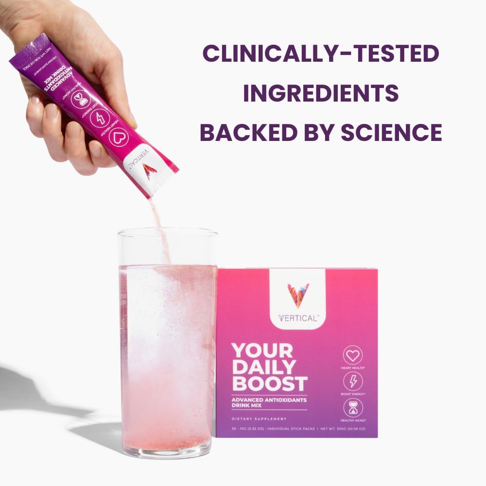 Vertical Nitric Oxide Powder Sticks - Boost Energy, Focus, and Wellness - L-Arginine, CoQ10, Alpha Lipoic Acid - 30 Single Serving Sticks