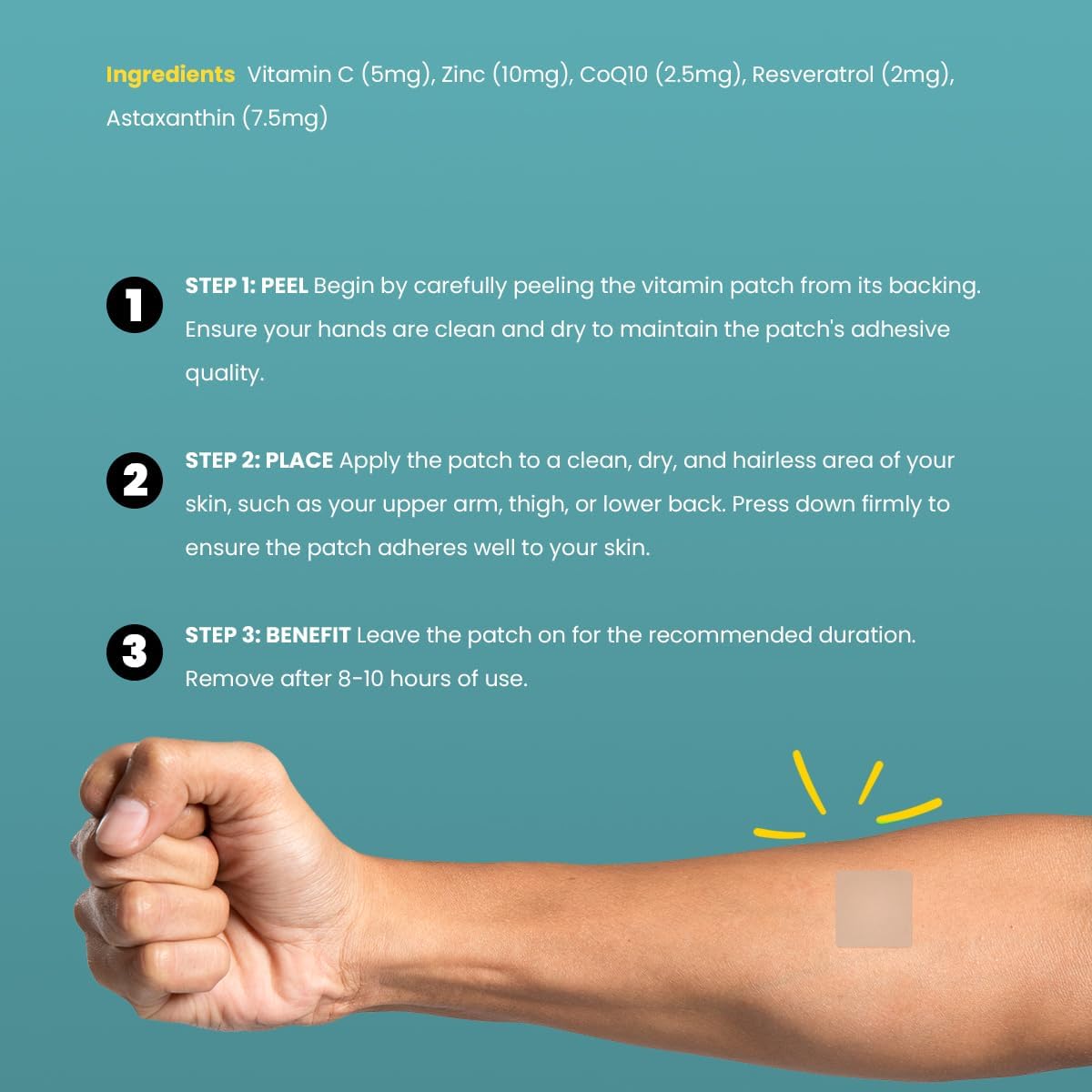 Veru Wellness CoQ10 Plus Daily Patches - Extended 8-10 Hour Release, 42 Day Supply