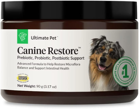 Vet Formulated Canine Restore Powder for Digestive Health and Immunity Support - Prebiotic, Probiotic, Postbiotic Food Topper