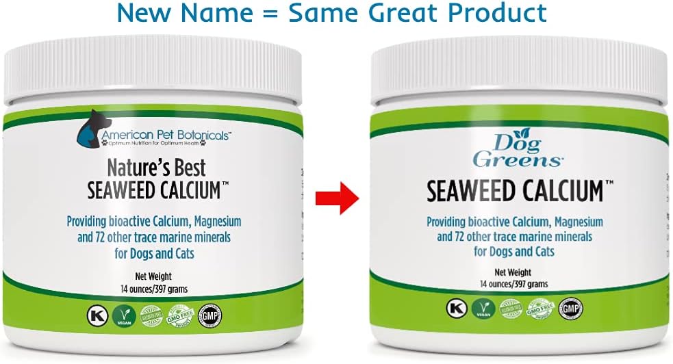Vet Recommended Dog Greens Seaweed Calcium for Pets, Purity Tested, 14oz - Nature's Best Calcium