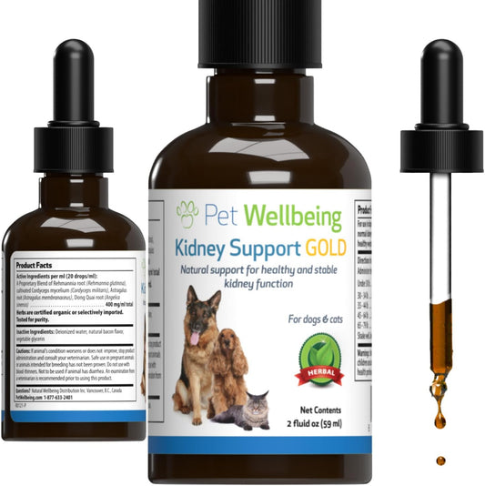 Veterinarian-Formulated Herbal Supplement for Cats - Promotes Healthy Kidney Function, Fluid Balance, Energy Levels - Rehmannia, Dong Quai - 2 oz (59 ml)
