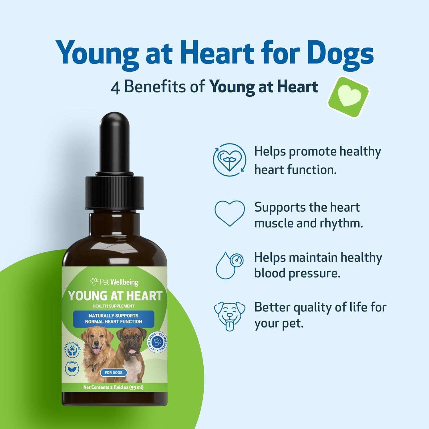 Veterinarian-Formulated Herbal Supplement for Dog Heart Health - Hawthorn, Motherwort, Schisandra - 2 fl oz