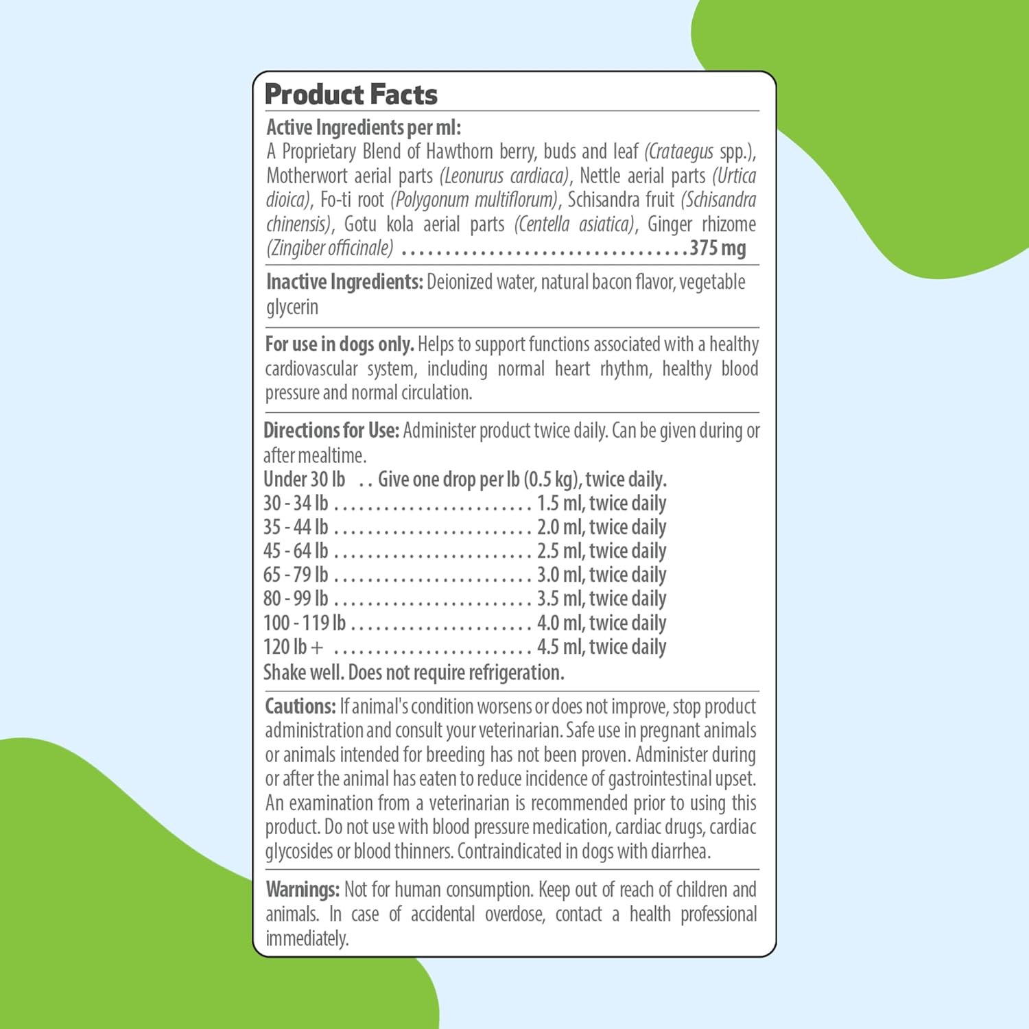 Veterinarian-Formulated Herbal Supplement for Dog Heart Health - Hawthorn, Motherwort, Schisandra - 2 fl oz