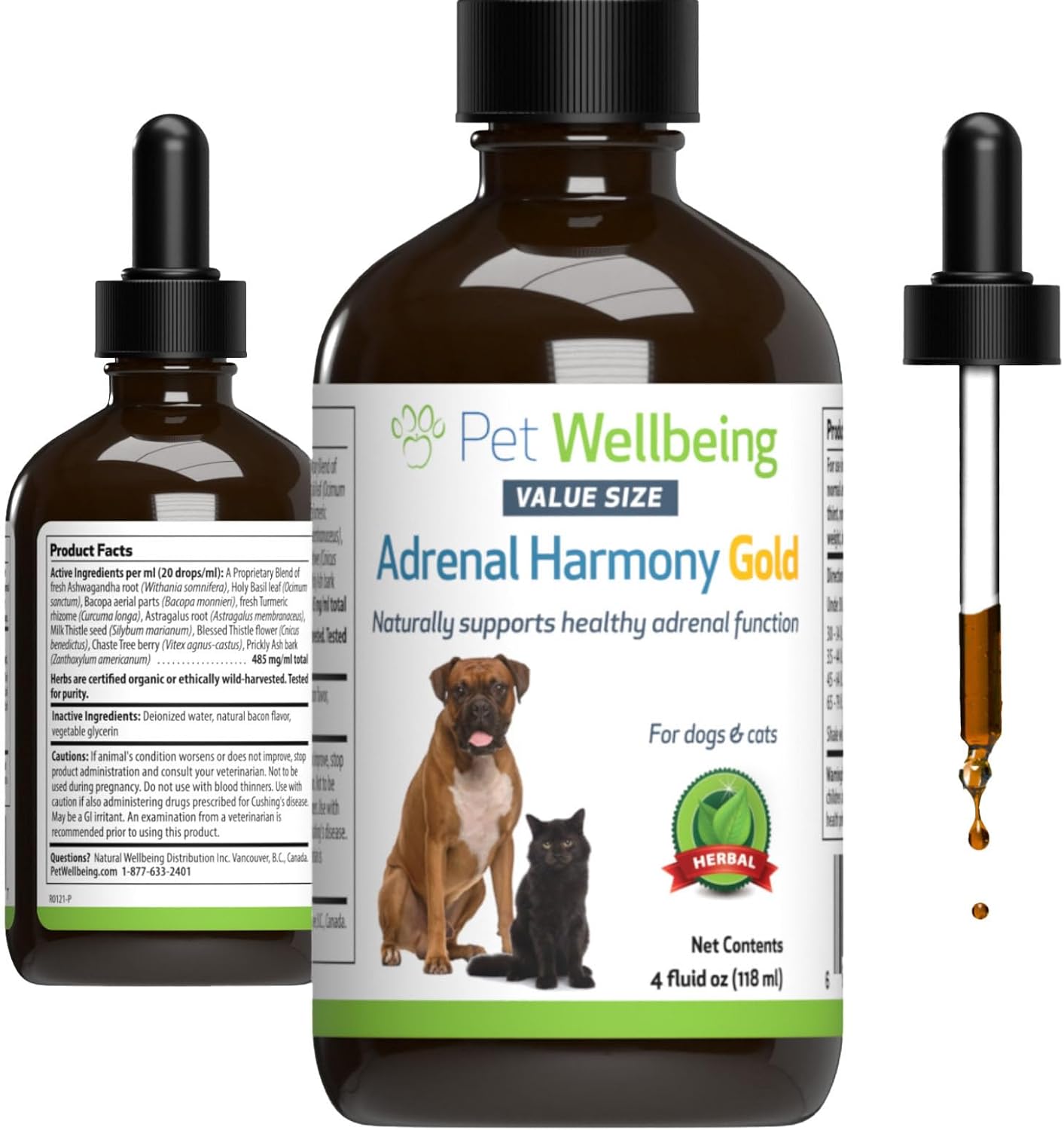 Veterinarian-Formulated Herbal Supplement for Pet Adrenal Health - Supports Cortisol Balance, Adrenal Gland Function, Skin & Weight - Contains Ashwagandha - 4 oz