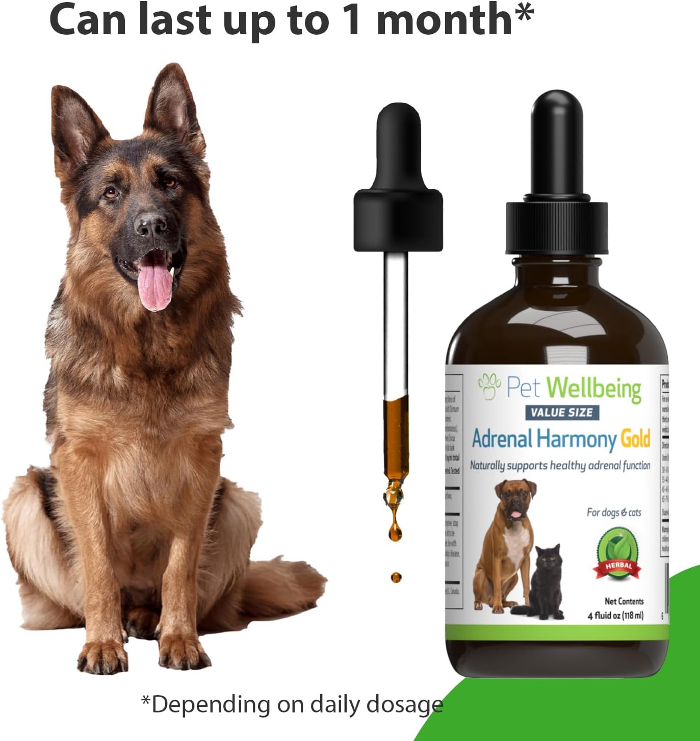 Veterinarian-Formulated Herbal Supplement for Pet Adrenal Health - Supports Cortisol Balance, Adrenal Gland Function, Skin & Weight - Contains Ashwagandha - 4 oz