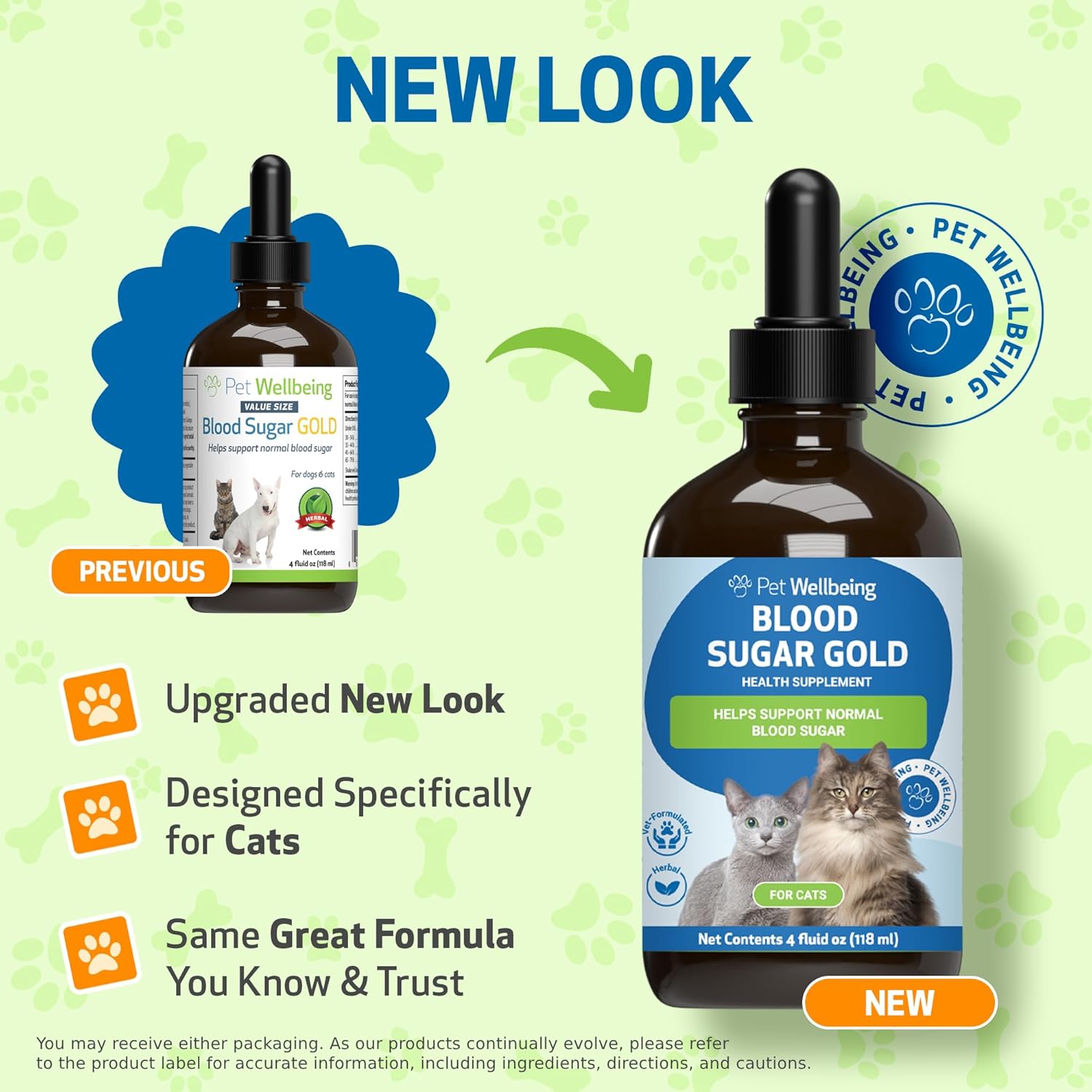 Veterinarian-Formulated Pet Wellbeing Blood Sugar Gold for Cats - Supports Healthy Blood Sugar, Pancreas, & Liver - Herbal Supplement - 4 oz