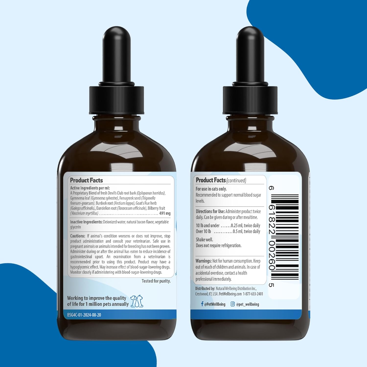 Veterinarian-Formulated Pet Wellbeing Blood Sugar Gold for Cats - Supports Healthy Blood Sugar, Pancreas, & Liver - Herbal Supplement - 4 oz