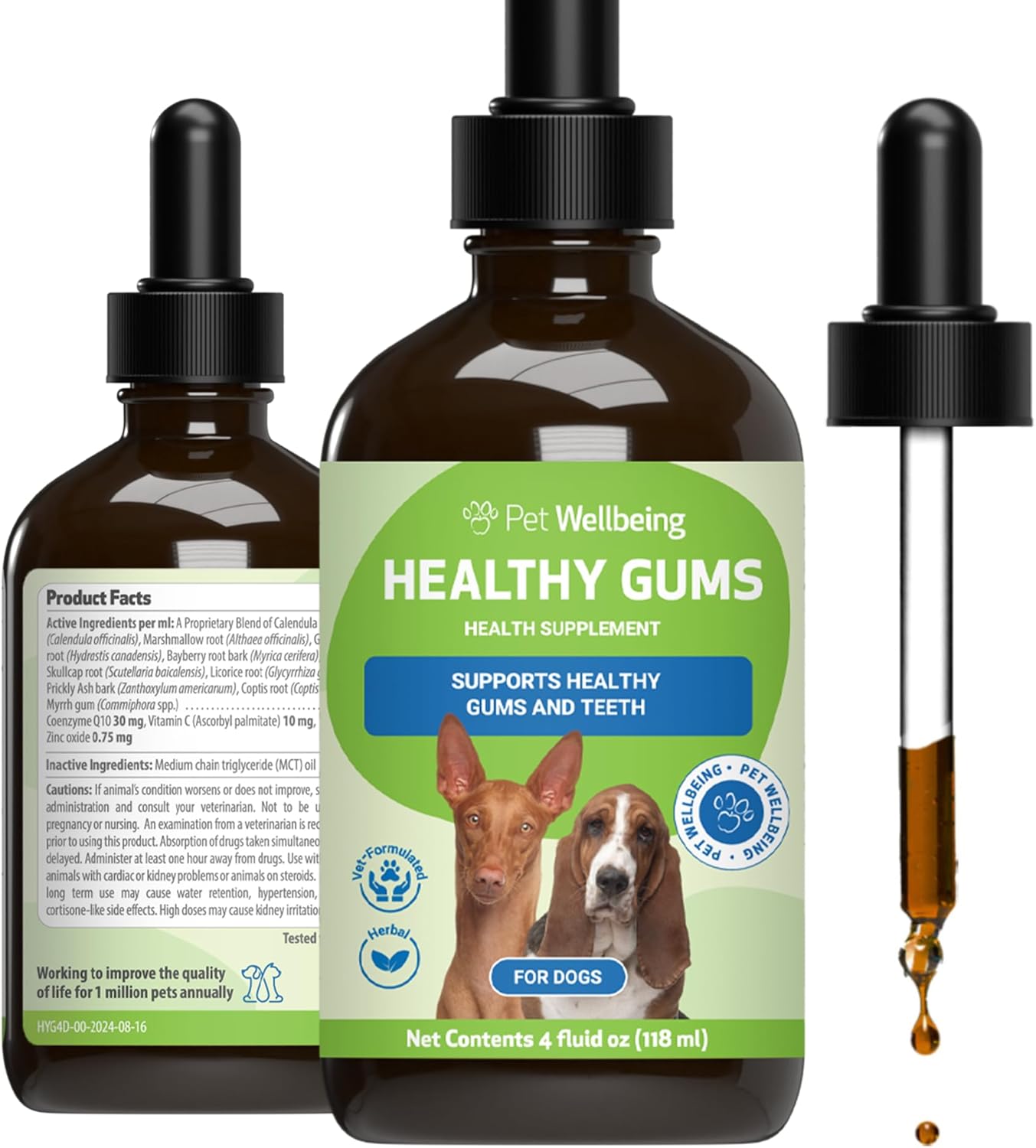 Veterinarian-Formulated Pet Wellbeing Healthy Gums for Dogs - Dental Health & Oral Care, Coenzyme Q10, Zinc Oxide, Calendula, Marshmallow Root - 4 oz