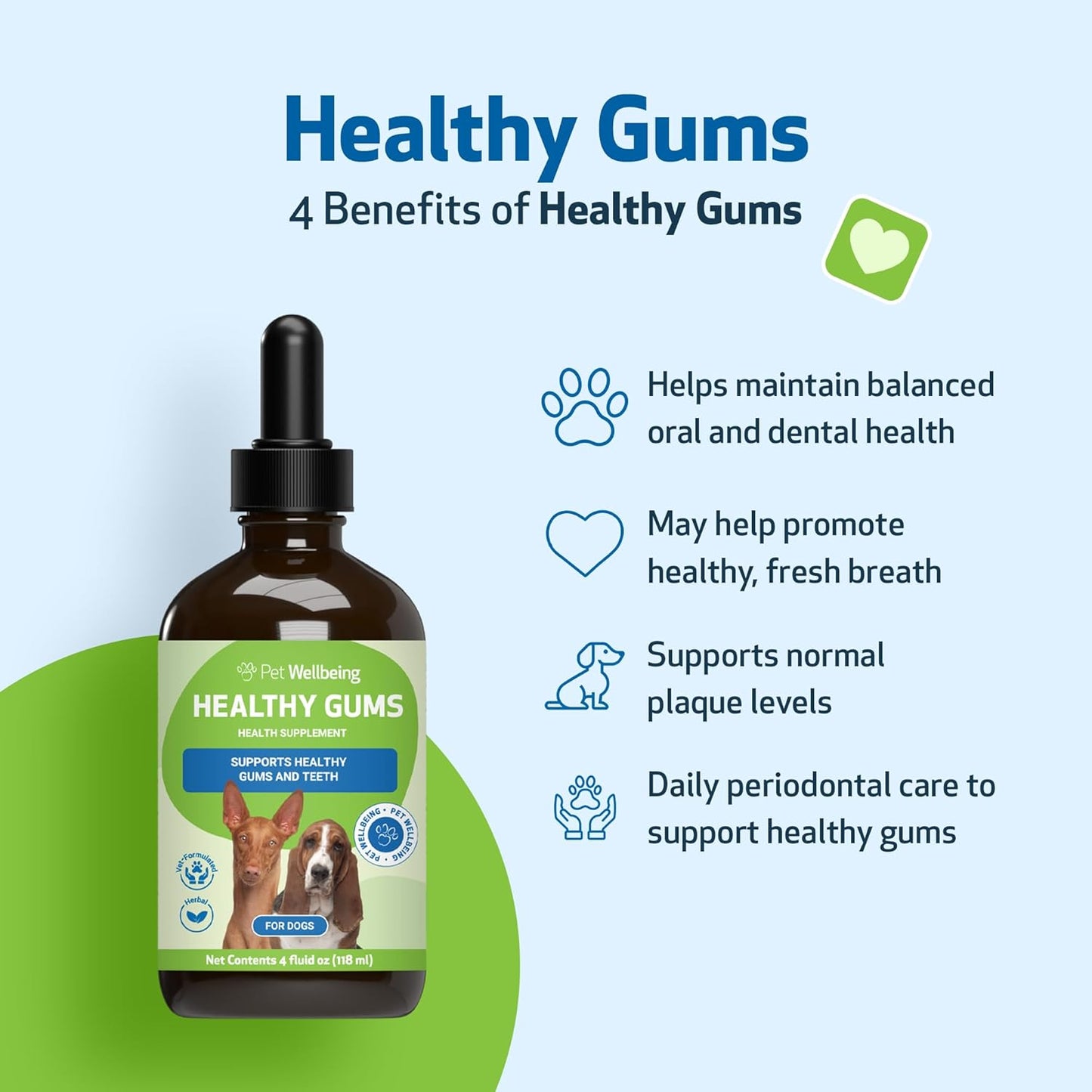 Veterinarian-Formulated Pet Wellbeing Healthy Gums for Dogs - Dental Health & Oral Care, Coenzyme Q10, Zinc Oxide, Calendula, Marshmallow Root - 4 oz