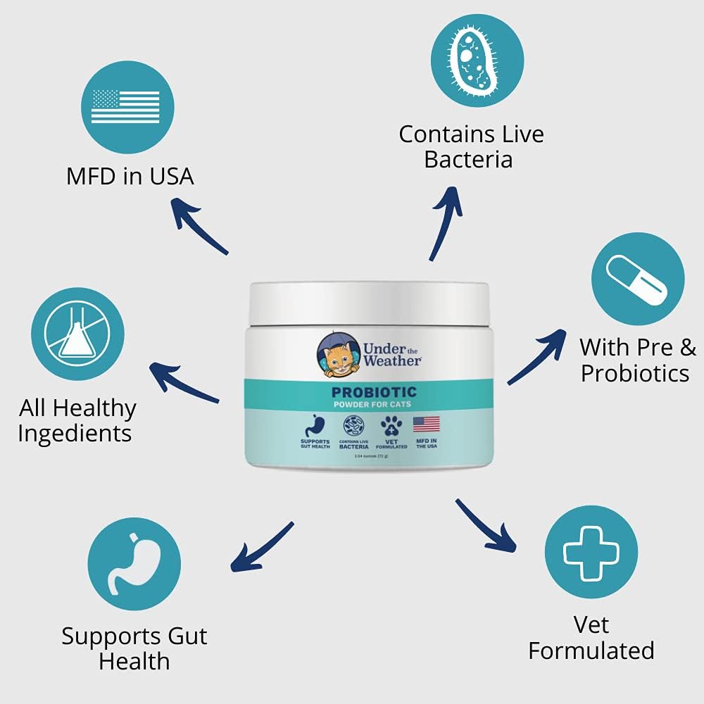 Veterinarian-Formulated Probiotic Powder for Cats | Supports Digestive Health & Immunity | Helps with Occasional Diarrhea | 2.54 Oz Jar