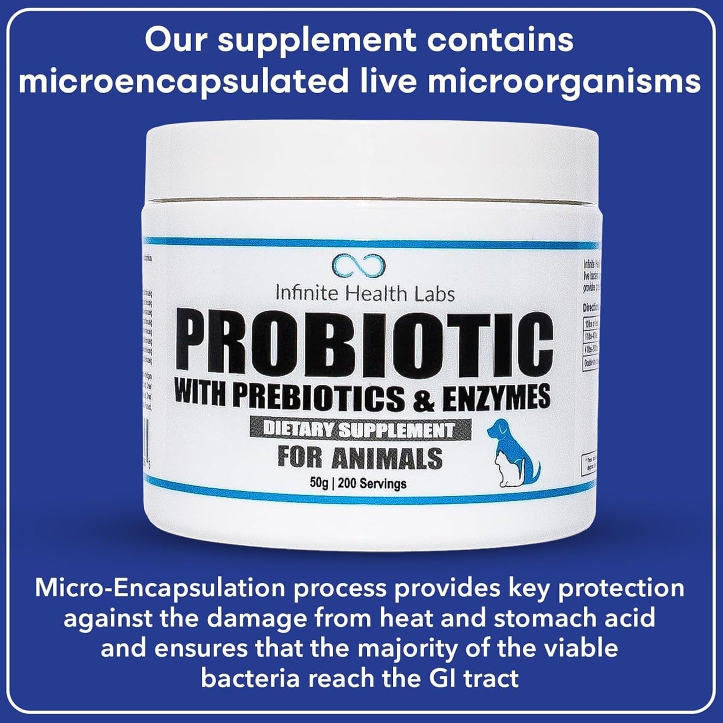 Veterinary-Formulated Pet Probiotic & Enzyme Powder for Digestive & Immune Health - 200 Servings - Made in USA