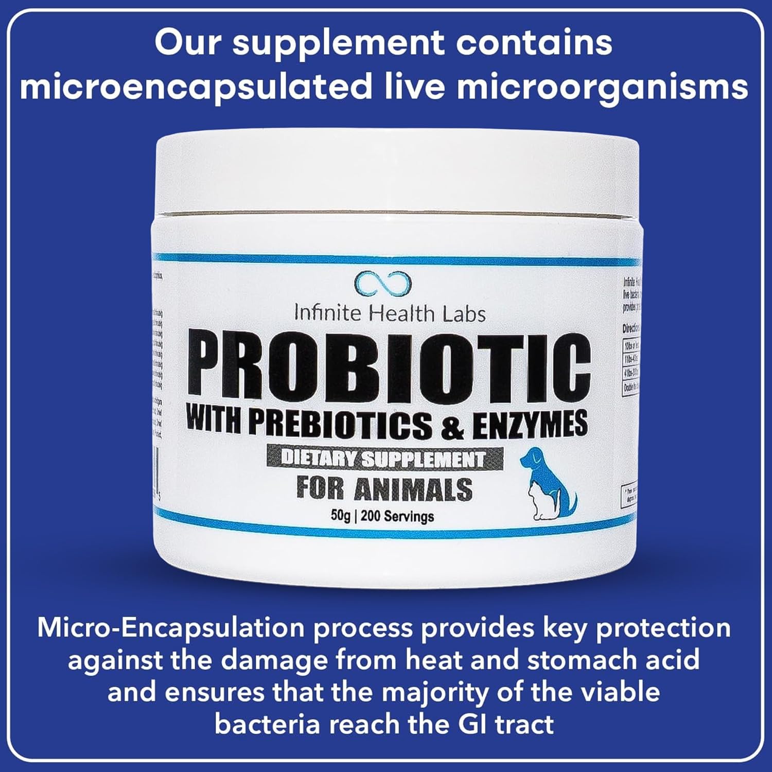 Veterinary-Formulated Pet Probiotic & Enzyme Powder for Digestive & Immune Health - 200 Servings - Made in USA