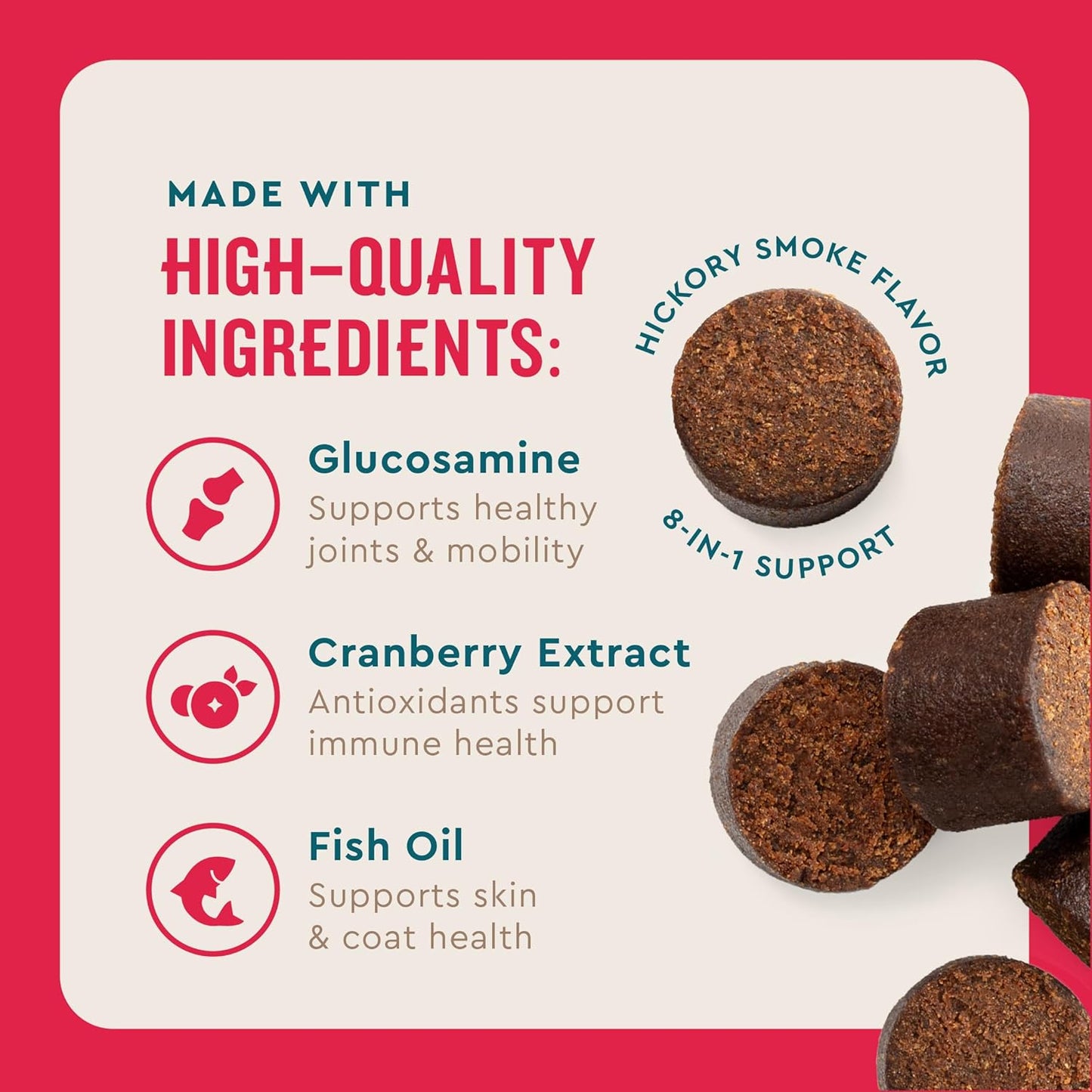 VetIQ 8-in-One Dog Supplement: Hip & Joint, Urinary Tract, Immune, Skin & Heart Health - Soft Chews, 60 Count - Made in USA