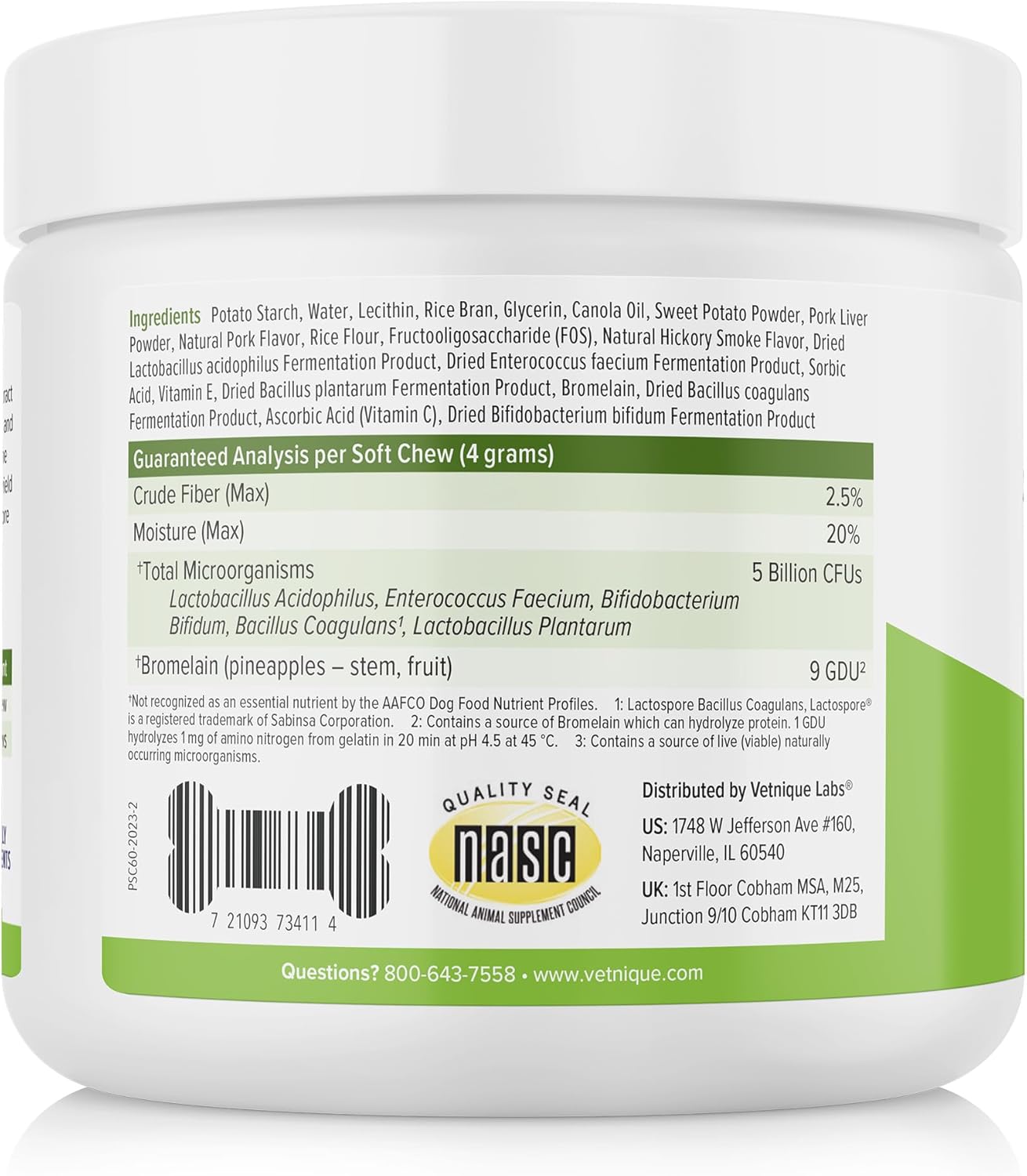 Vetnique Labs Profivex Probiotics for Dogs: All Natural Digestive Health Supplements with 5 Probiotic Strains & Prebiotics, Soft Chews, 60ct