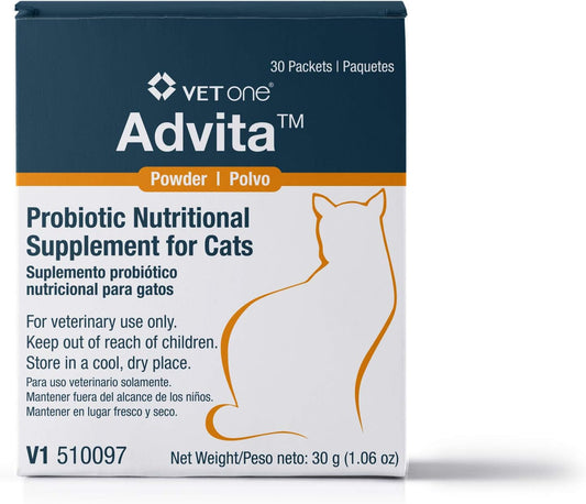 VetOne Advita Powder Probiotic Nutritional Supplement for Cats - 30 Packets of 1 gram