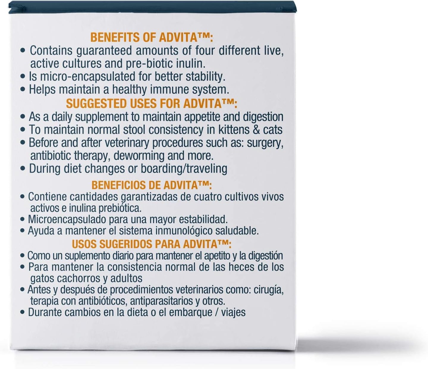 VetOne Advita Powder Probiotic Nutritional Supplement for Cats - 30 Packets of 1 gram