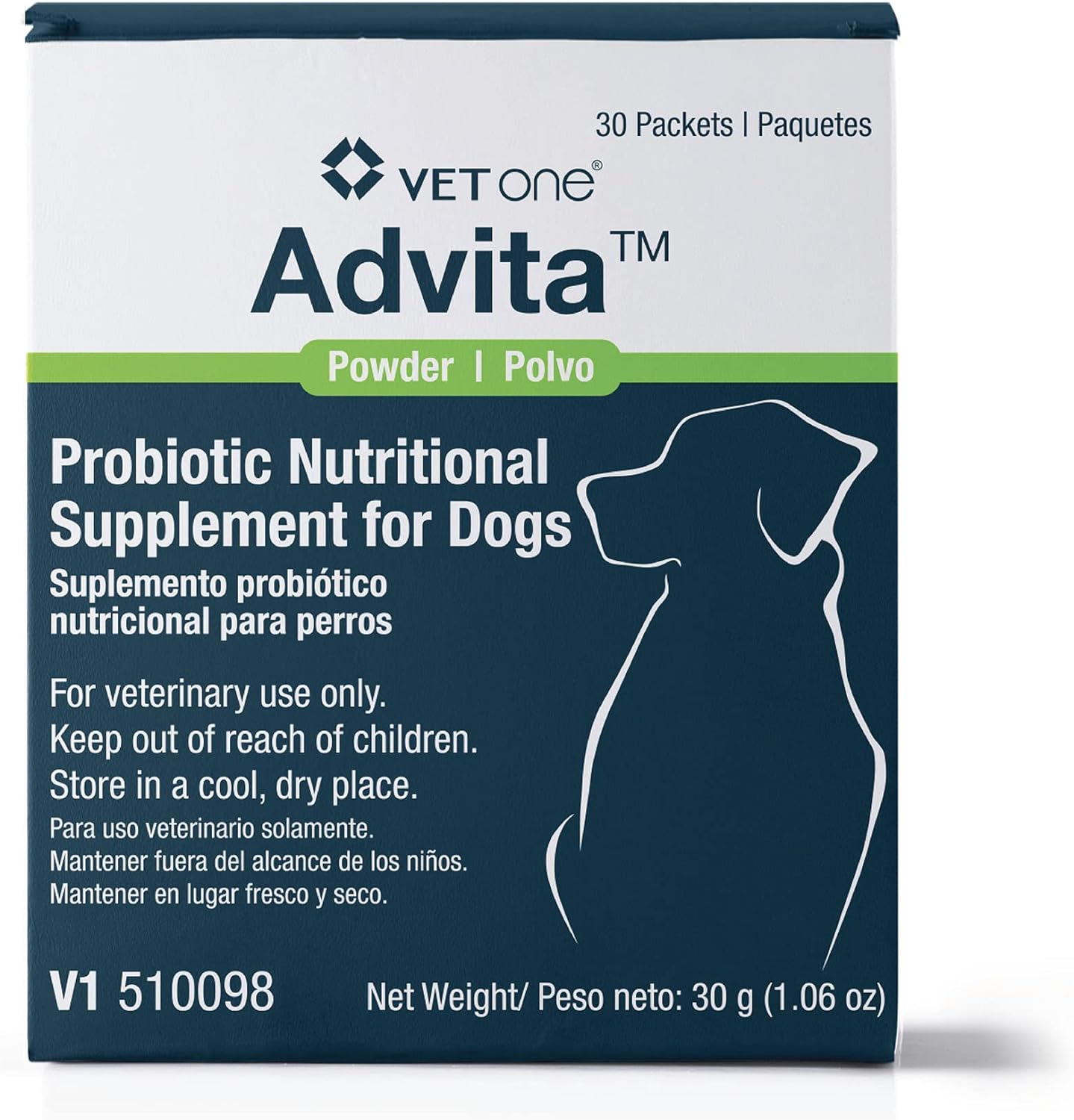 VetOne Advita Probiotic Nutritional Supplement for Dogs - 30 Packets, Supports Digestive Health